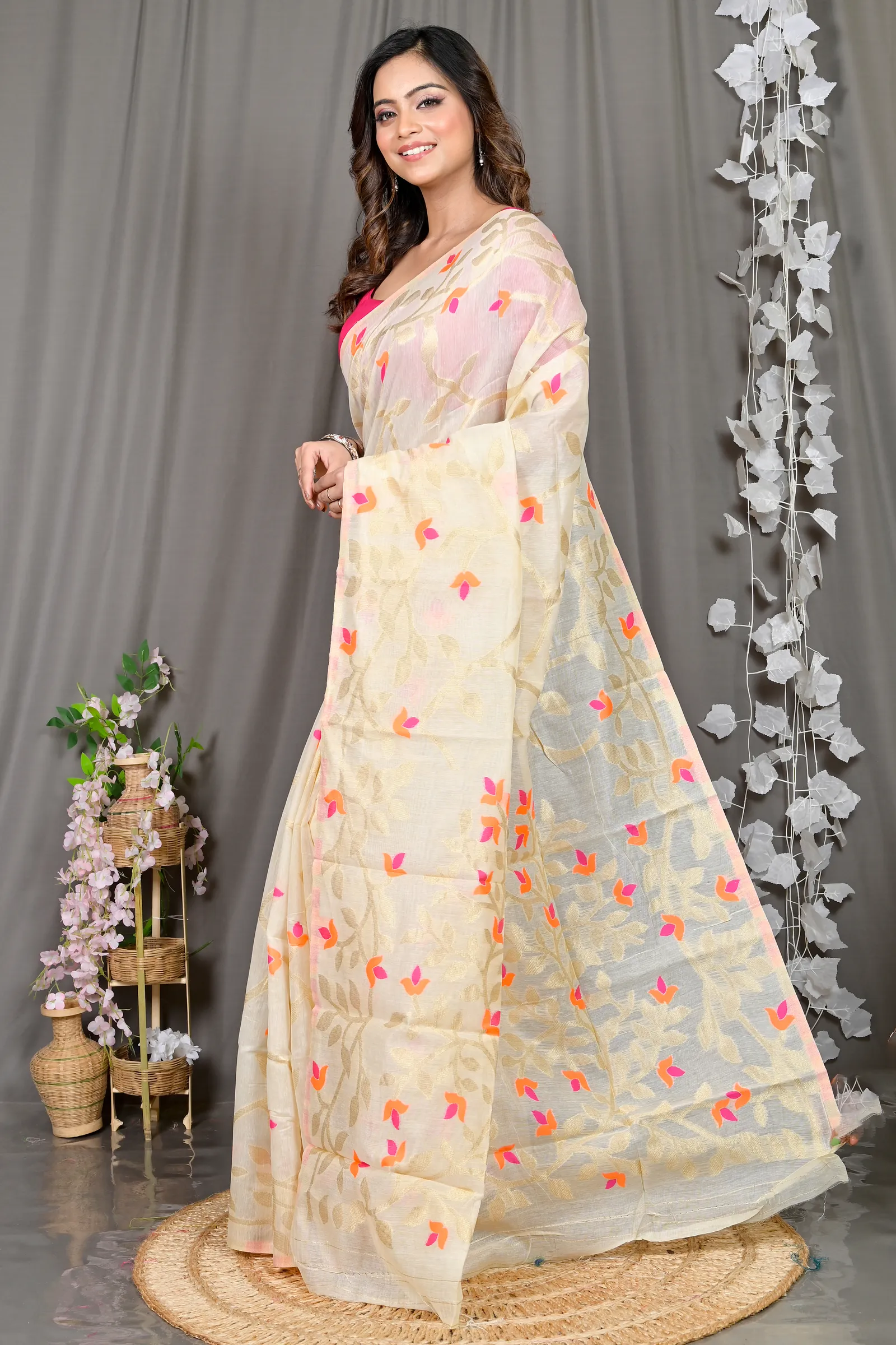 DipDiya Cotton Silk Off White Parmix Elegant by Tradition Handloom Sarees