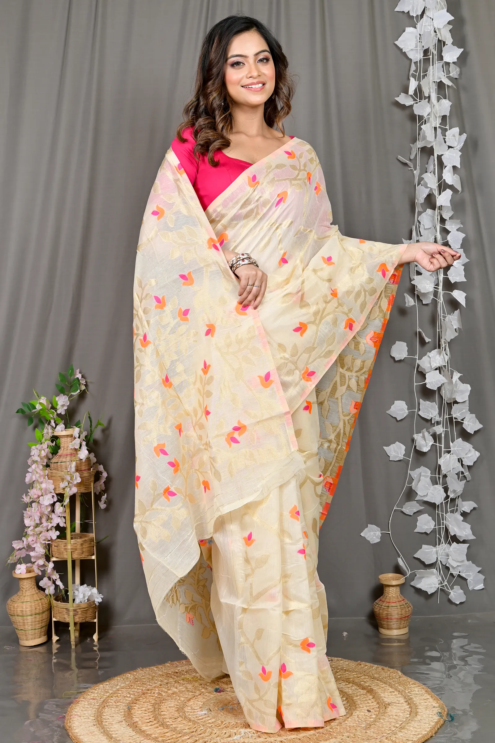 DipDiya Cotton Silk Off White Parmix Elegant by Tradition Handloom Sarees