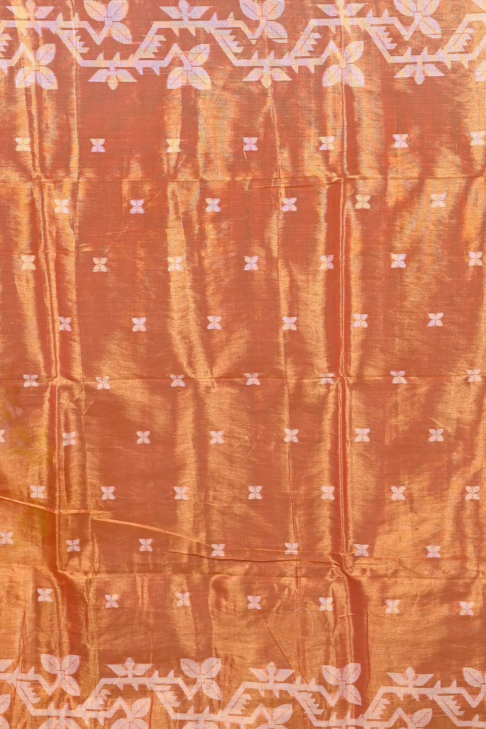 DipDiya Cotton Silk Orange Parashar Woven with Tradition Tissue Jamdani Sarees