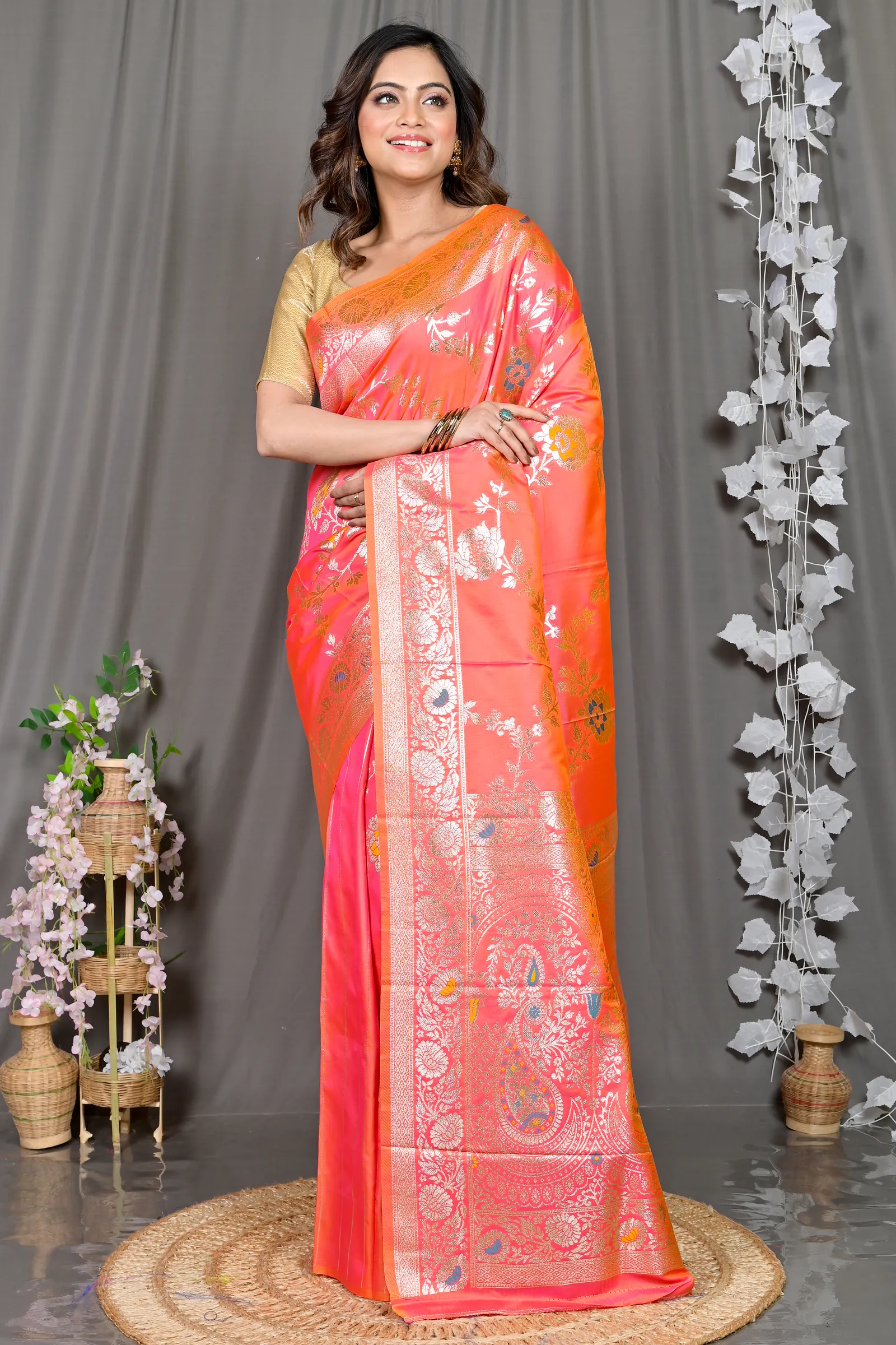 DipDiya Cotton Silk Orange Parosha A Legacy Woven Kathan Sarees