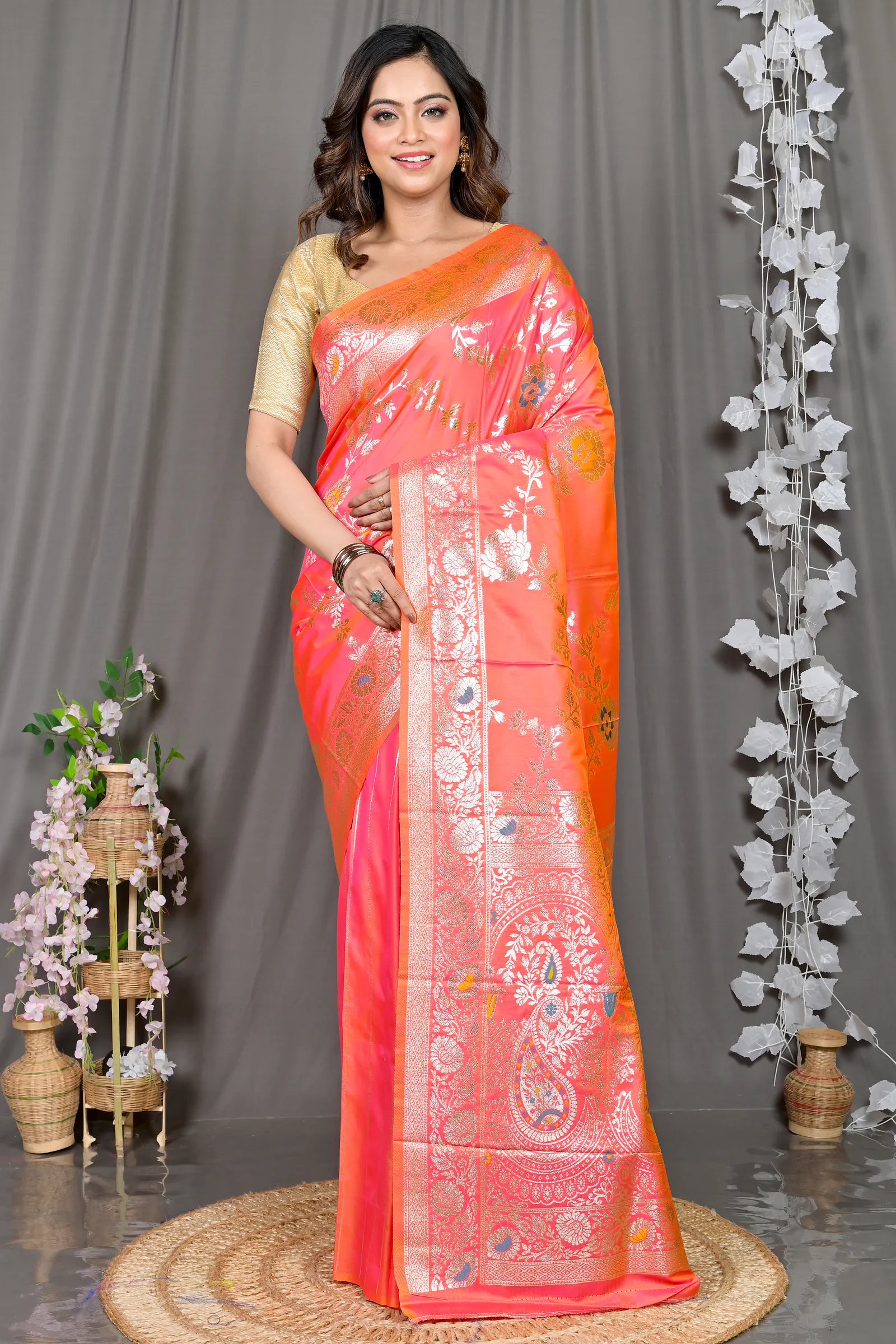 DipDiya Cotton Silk Orange Parosha A Legacy Woven Kathan Sarees