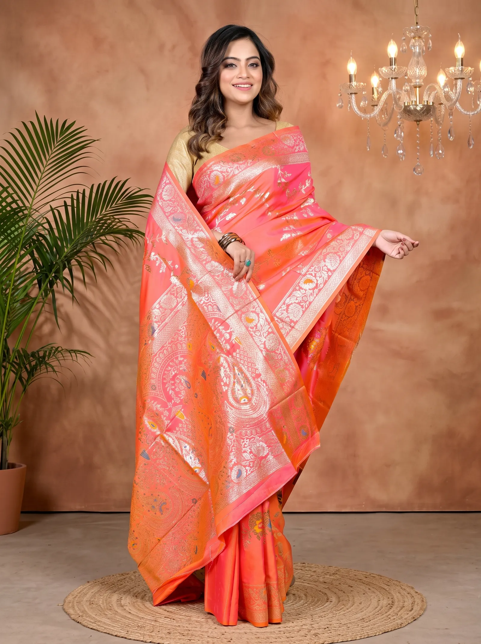 DipDiya Cotton Silk Orange Parosha A Legacy Woven Kathan Sarees
