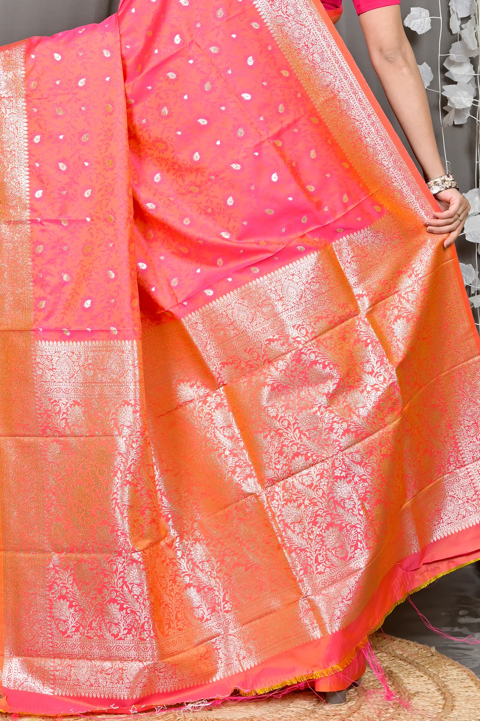 DipDiya Cotton Silk Orange Parova Bengal’s Legacy Tanchui Sarees