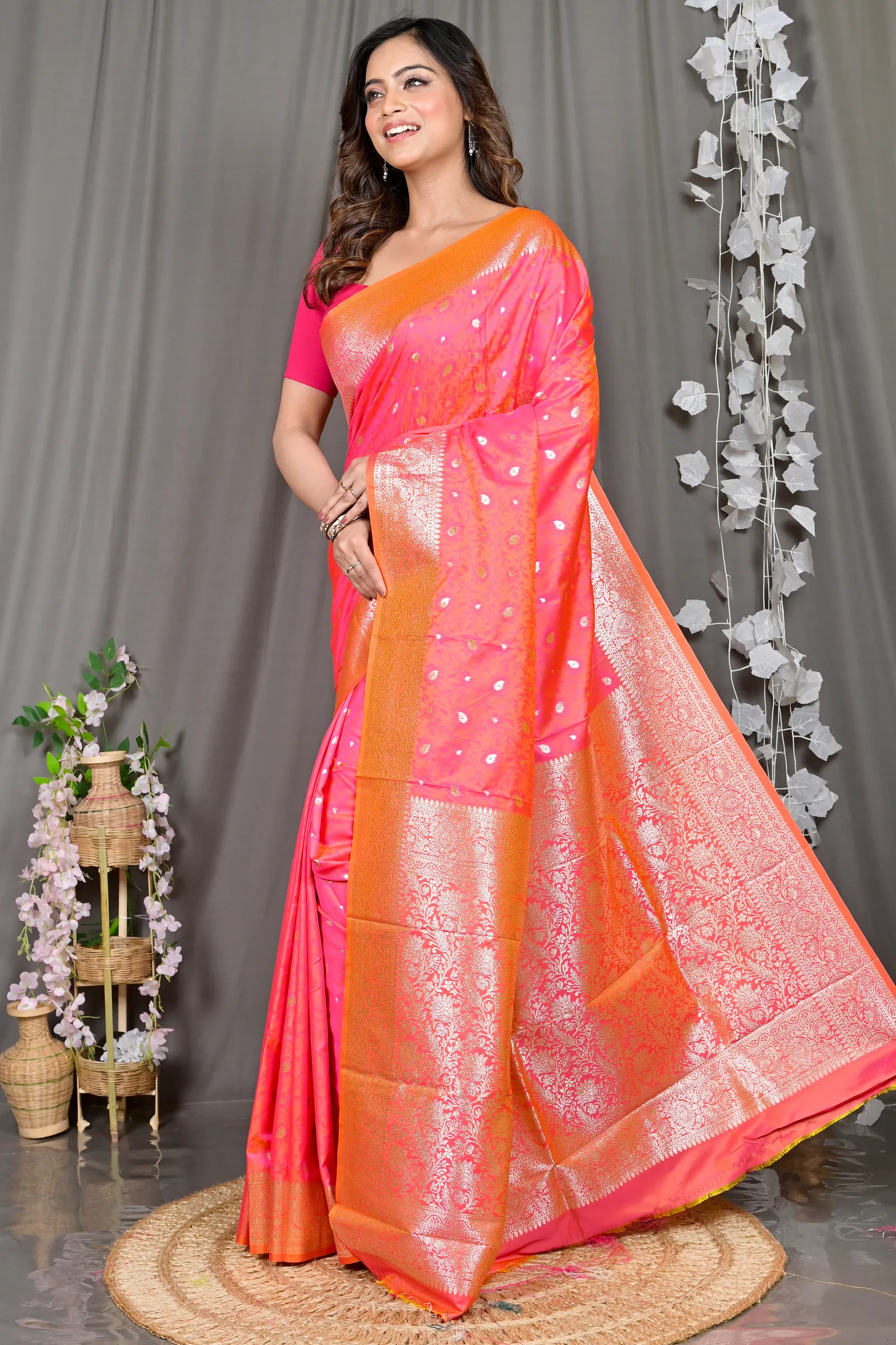 DipDiya Cotton Silk Orange Parova Bengal’s Legacy Tanchui Sarees