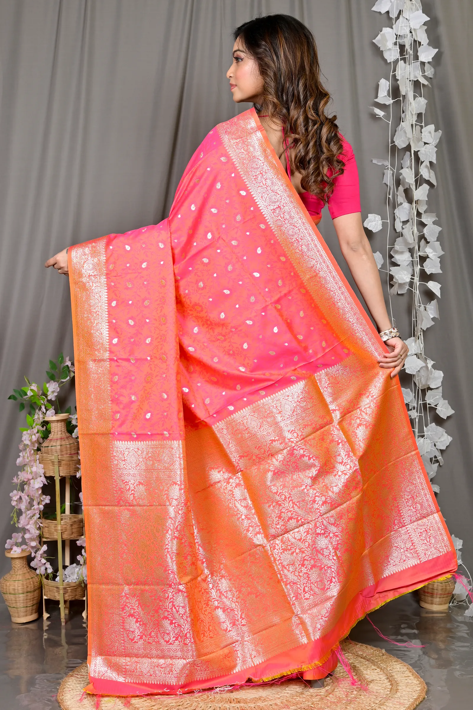 DipDiya Cotton Silk Orange Parova Bengal’s Legacy Tanchui Sarees