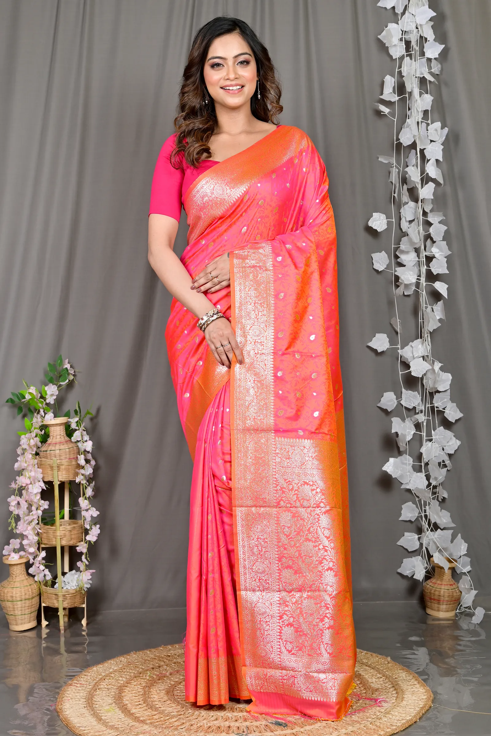 DipDiya Cotton Silk Orange Parova Bengal’s Legacy Tanchui Sarees