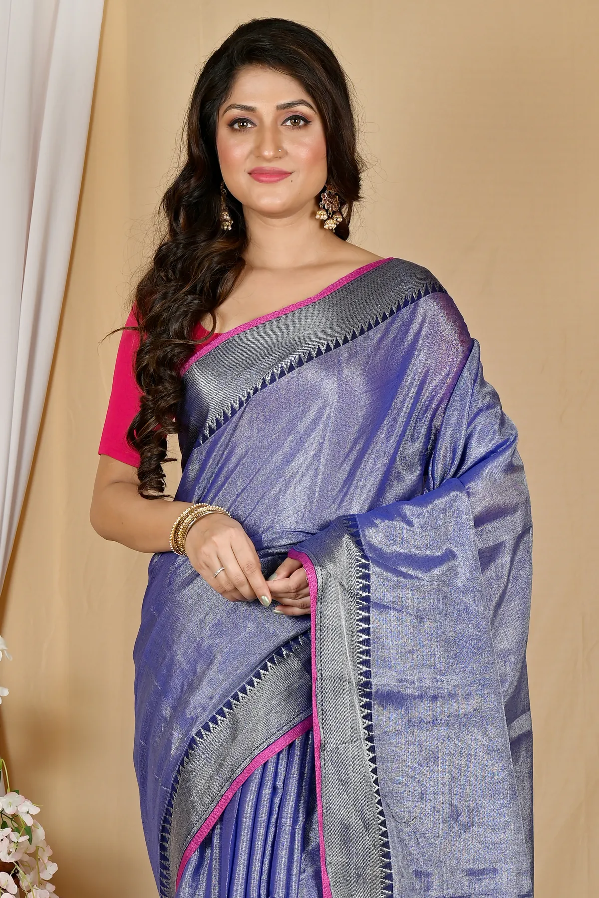 DipDiya Cotton Silk Pale Purple Tisuka Par Woven by Hand Handloom Sarees