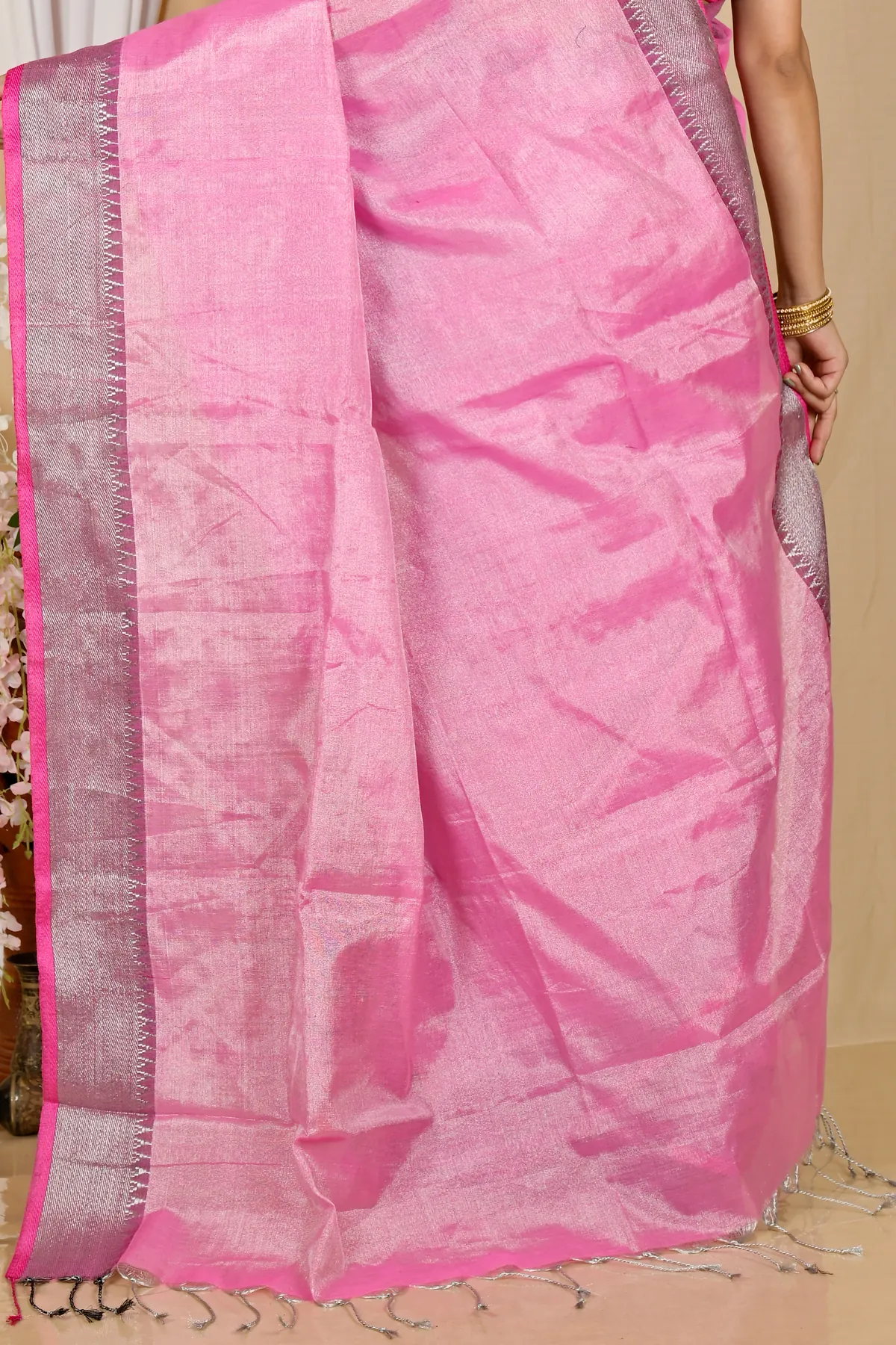 DipDiya Cotton Silk Pink Tisuka Par Woven with Love Handloom Sarees