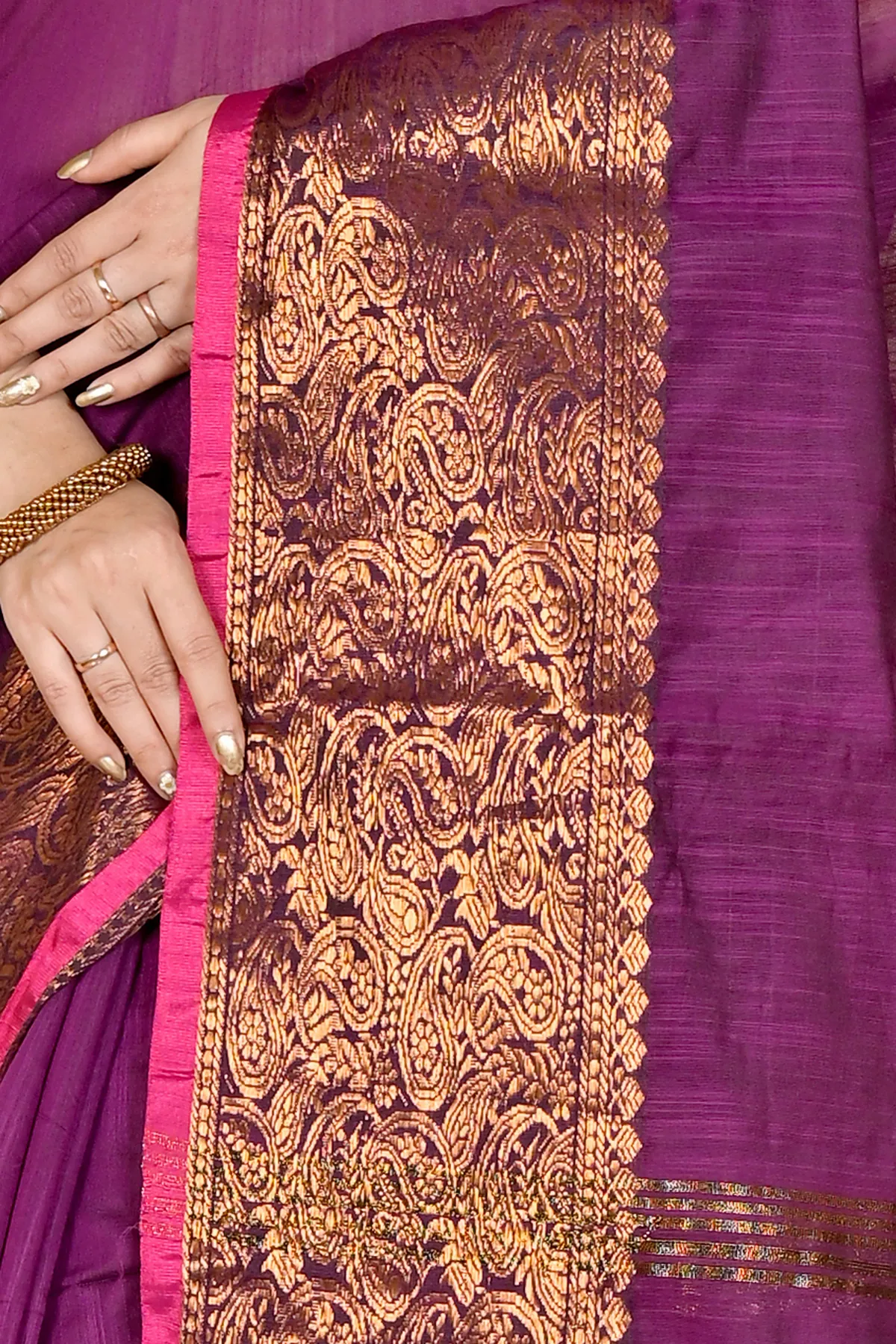 DipDiya Cotton Silk Purple Asta The Bengali Classic Handloom Sarees