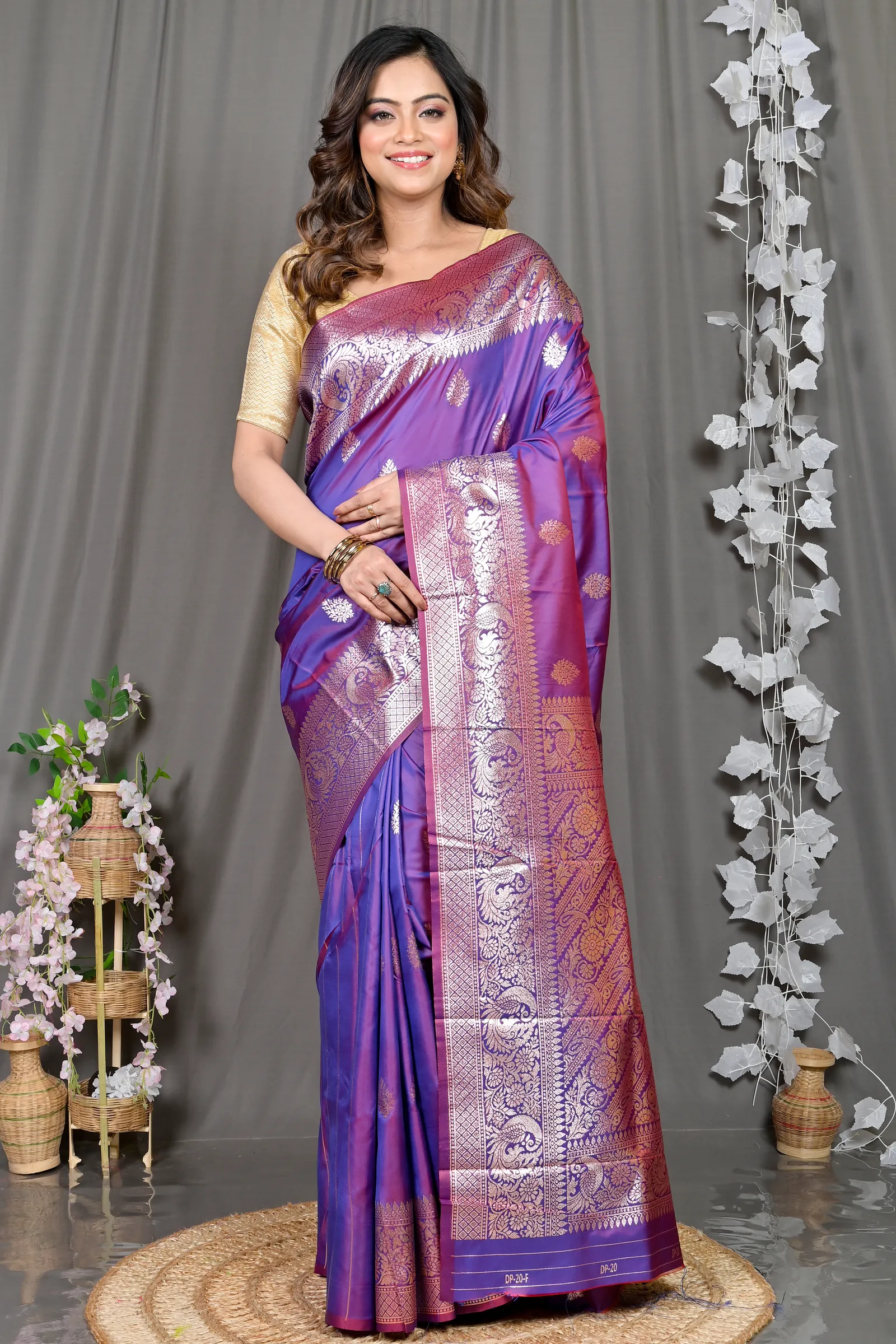DipDiya Cotton Silk Purple Paromal The Bengali Classic Kathan Sarees