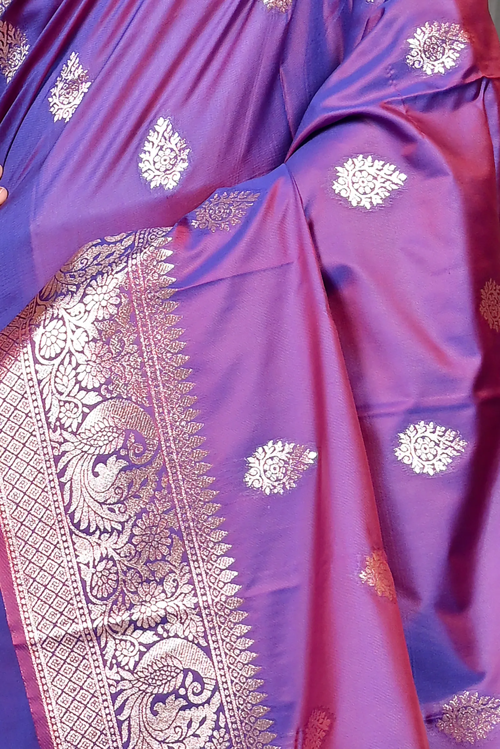 DipDiya Cotton Silk Purple Paromal The Bengali Classic Kathan Sarees