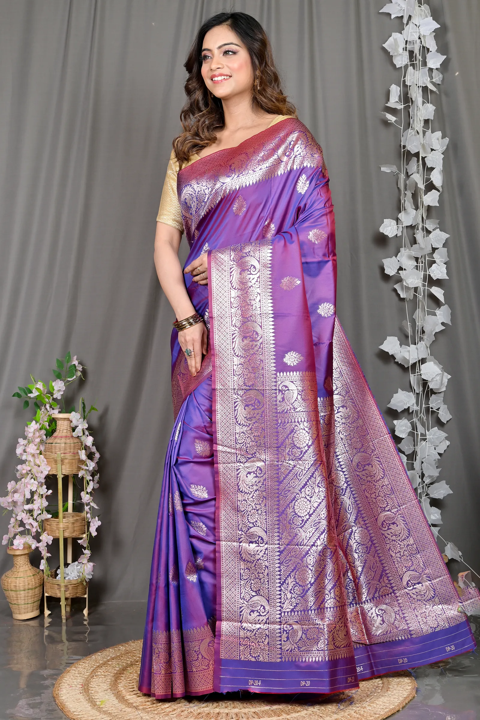 DipDiya Cotton Silk Purple Paromal The Bengali Classic Kathan Sarees