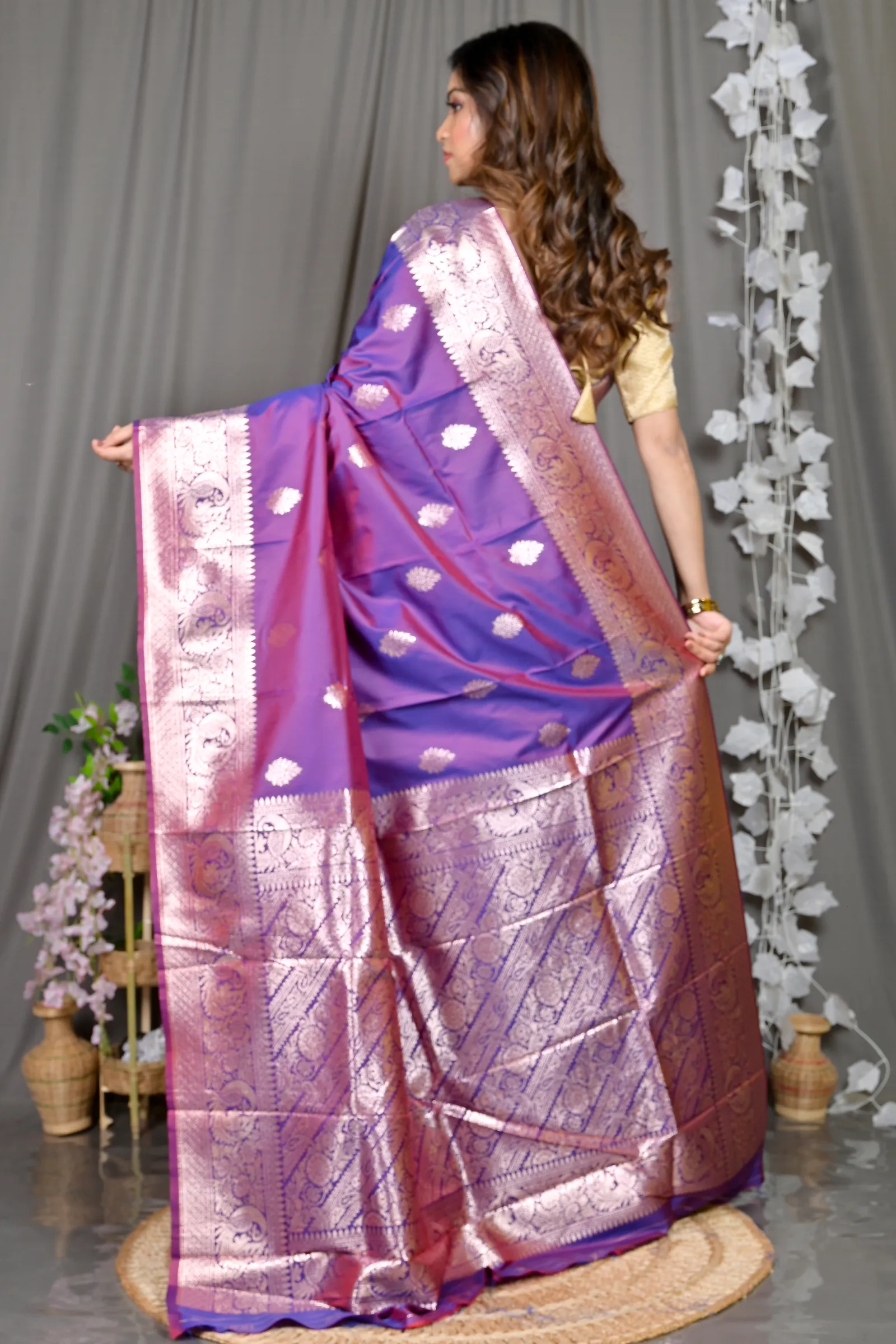 DipDiya Cotton Silk Purple Paromal The Bengali Classic Kathan Sarees