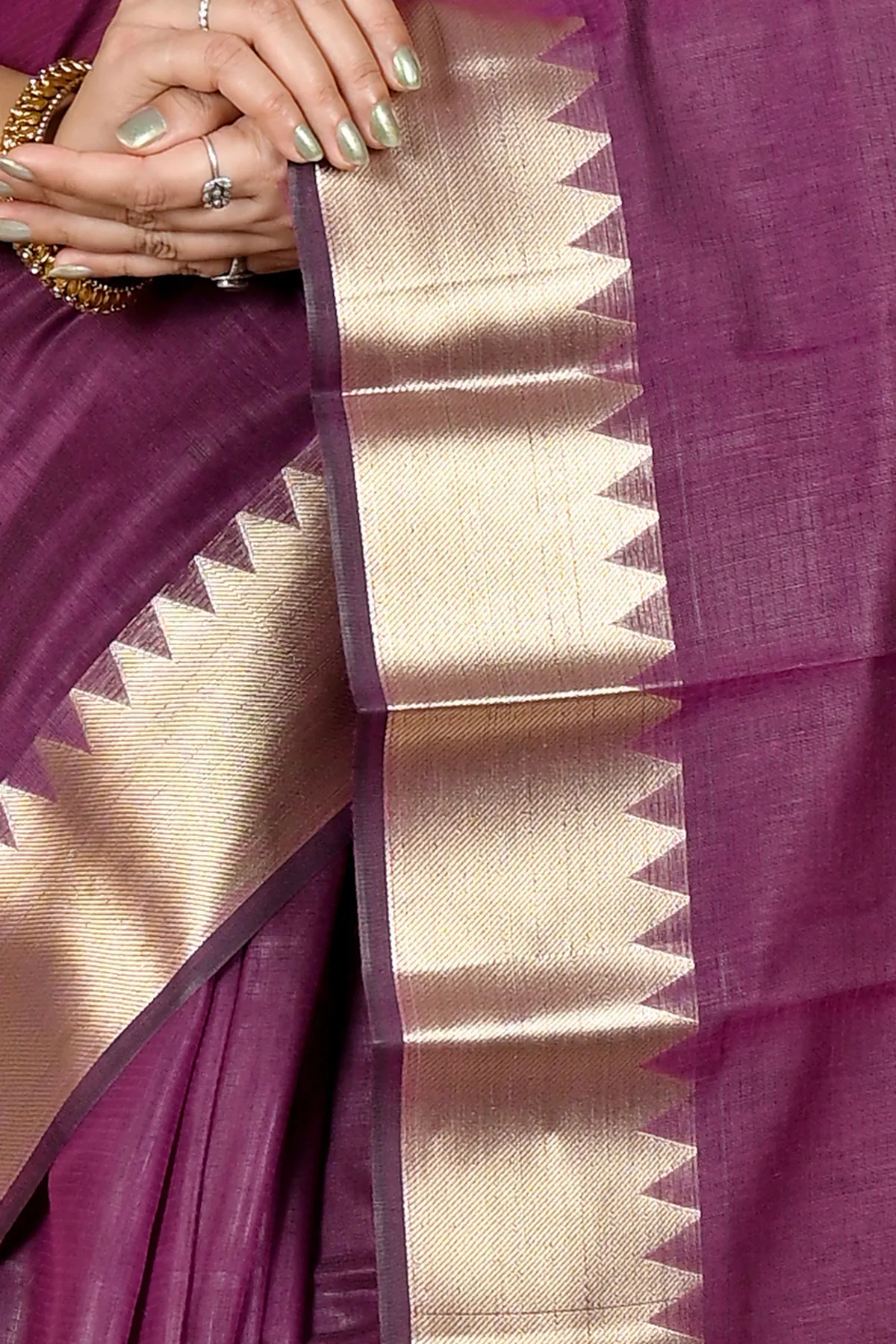 DipDiya Cotton Silk Purple Sikra Regal Bengali Handloom Sarees