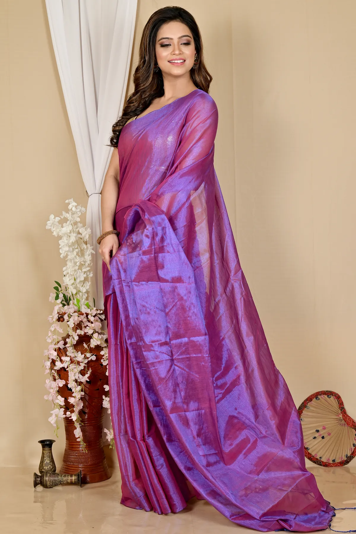 DipDiya Cotton Silk Purple Tisuka Than Heritage Elegance Handloom Sarees