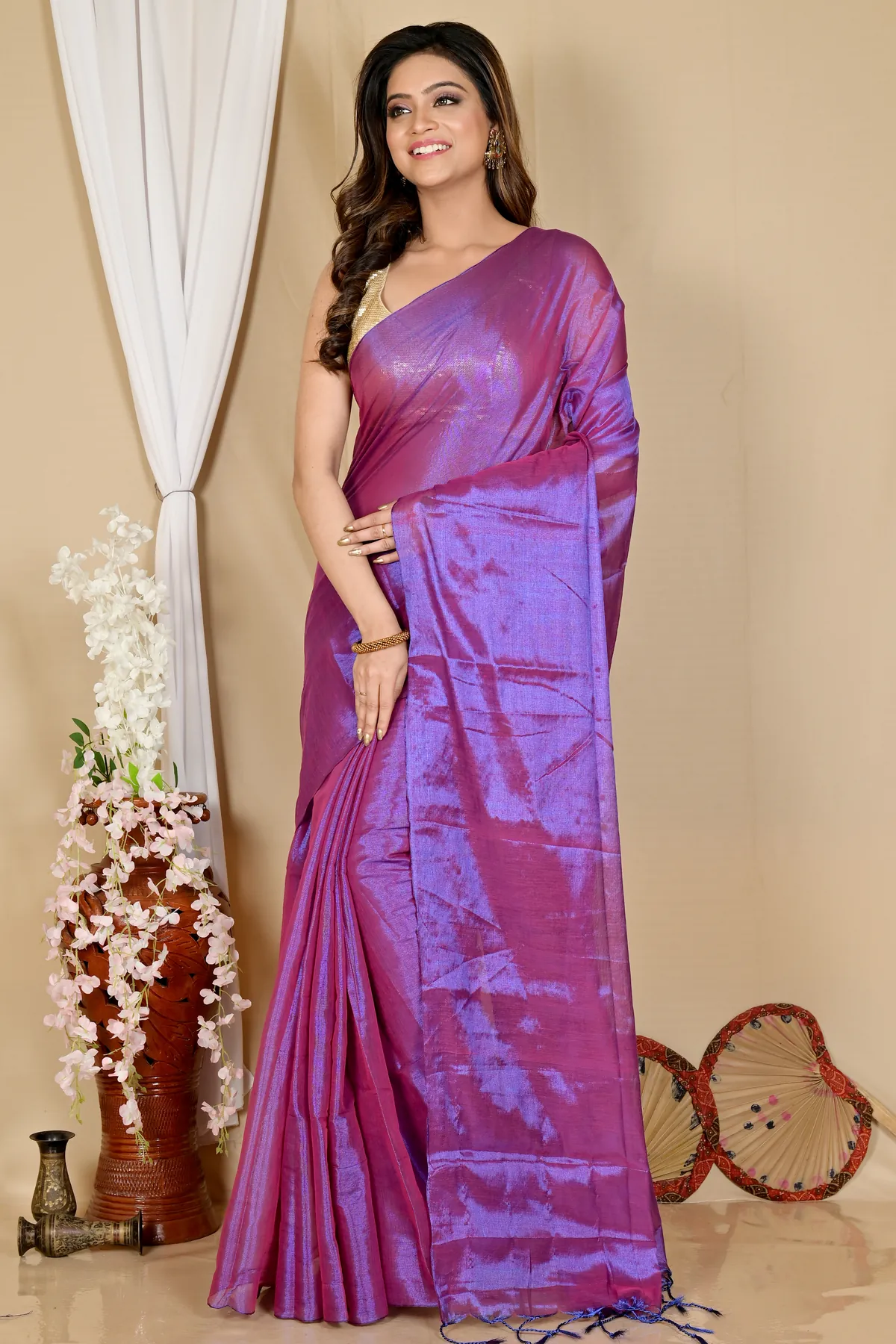 DipDiya Cotton Silk Purple Tisuka Than Heritage Elegance Handloom Sarees