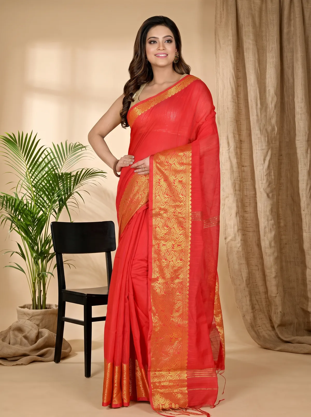 DipDiya Cotton Silk Red Asta Timeless Elegance Handloom Sarees