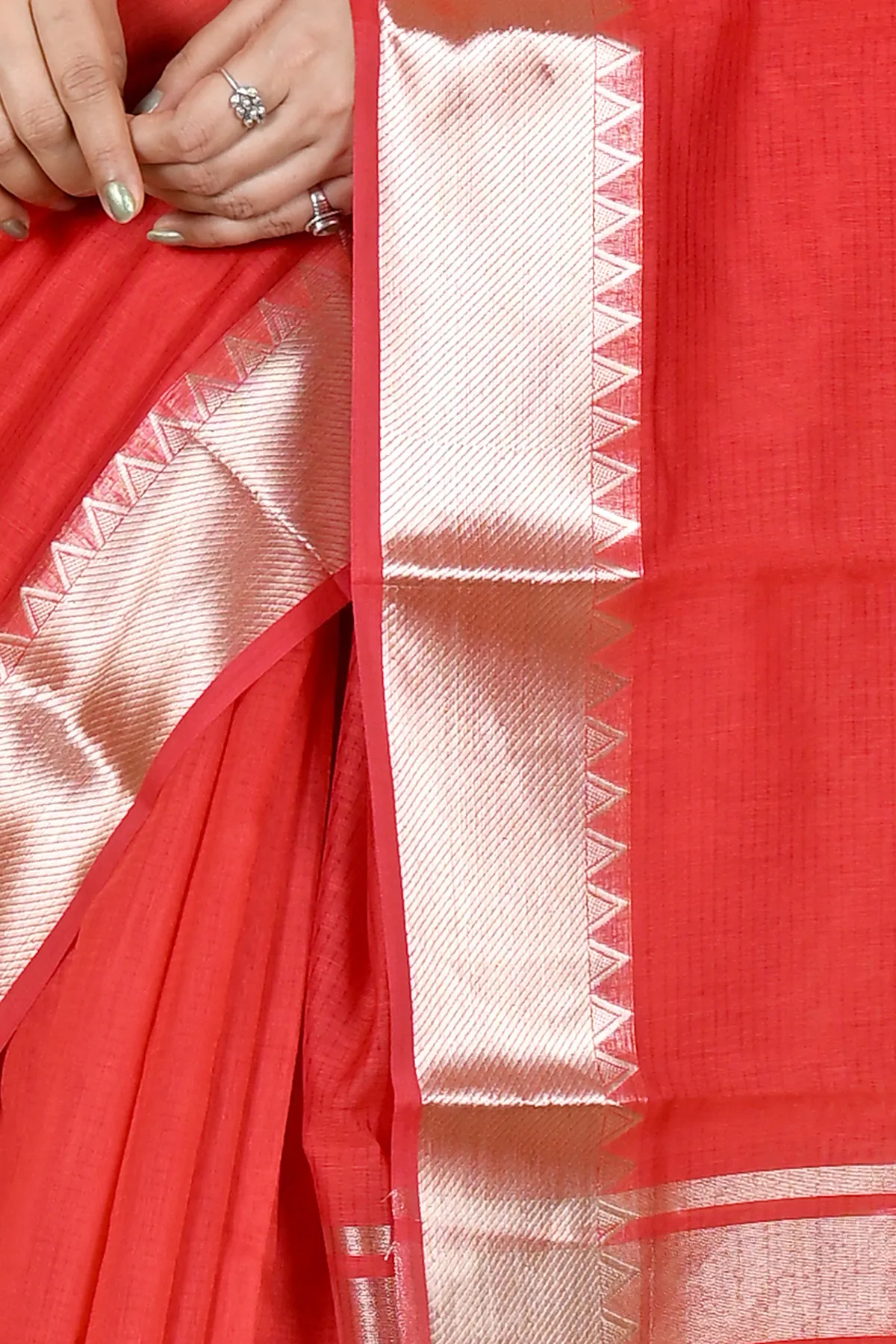 DipDiya Cotton Silk Red Sikra Pure Bengali Grace Handloom Sarees
