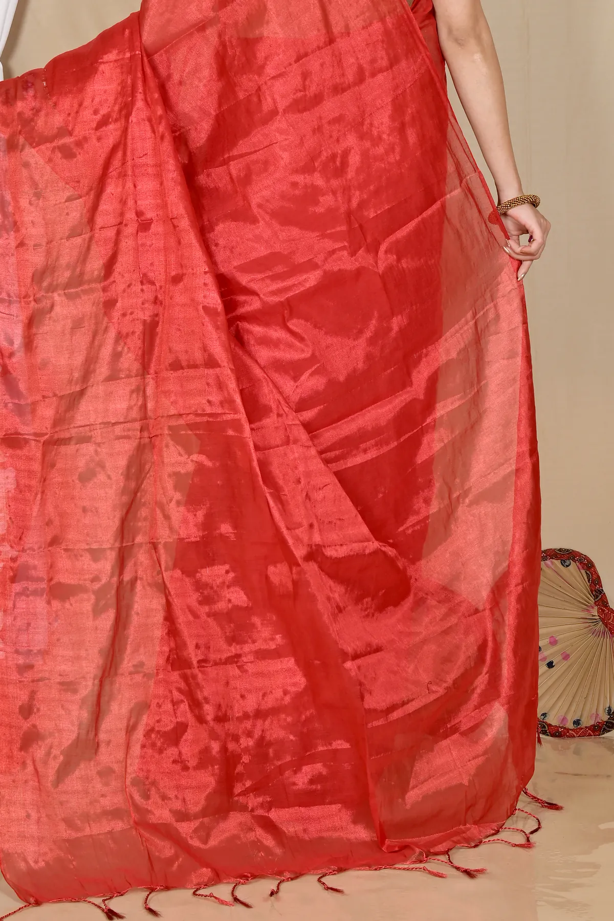 DipDiya Cotton Silk Red Tisuka Than Handcrafted Elegance Handloom Sarees