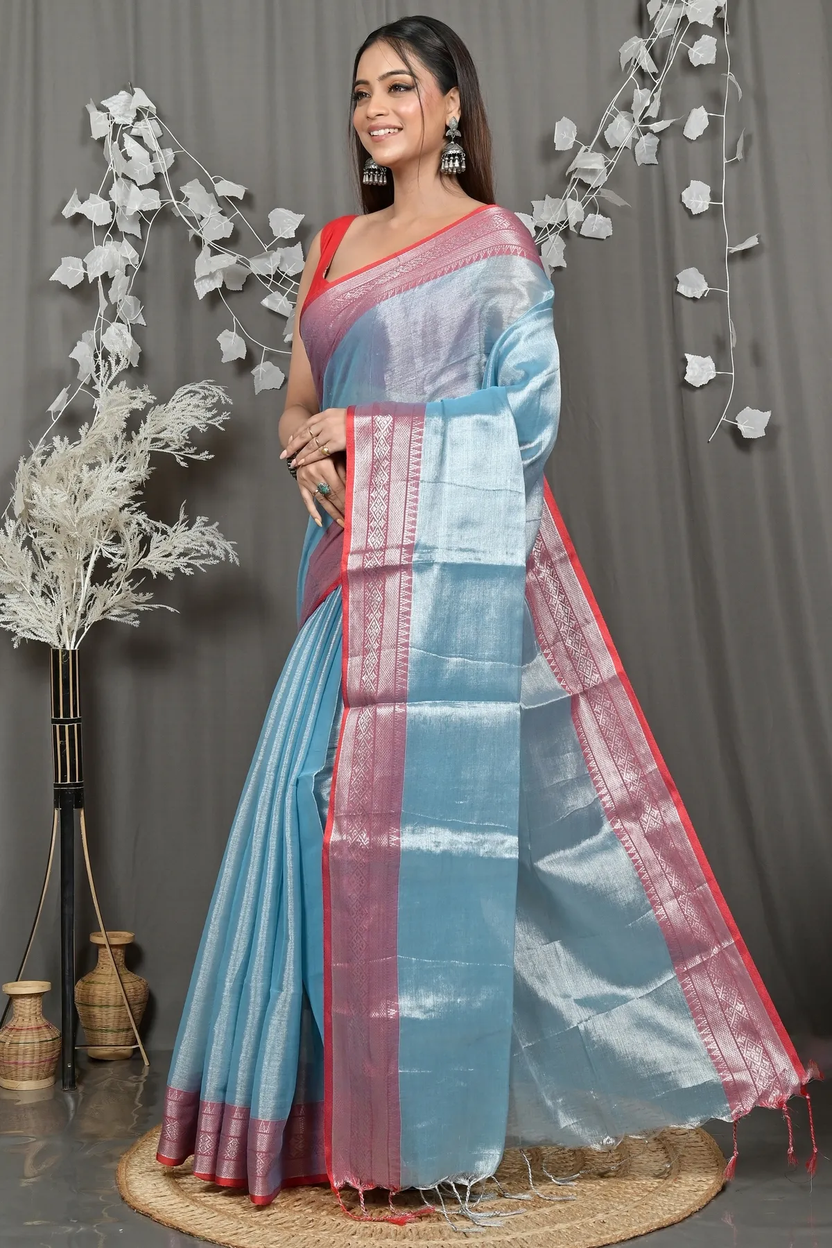DipDiya Cotton Silk Seafoam Green Tisuka Par Heritage of Bengali Handloom Sarees