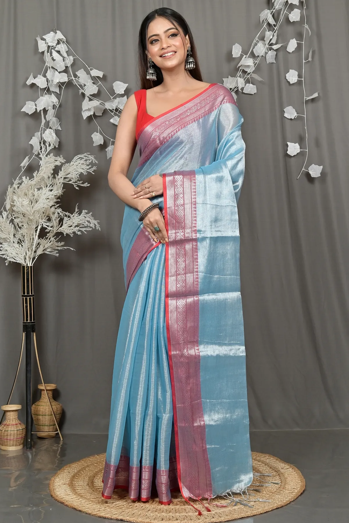 DipDiya Cotton Silk Seafoam Green Tisuka Par Heritage of Bengali Handloom Sarees