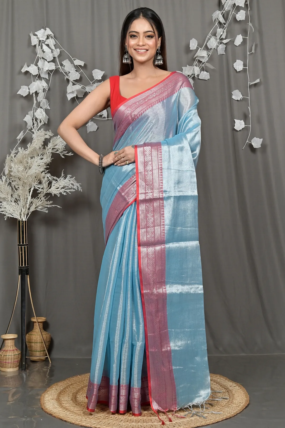 DipDiya Cotton Silk Seafoam Green Tisuka Par Heritage of Bengali Handloom Sarees