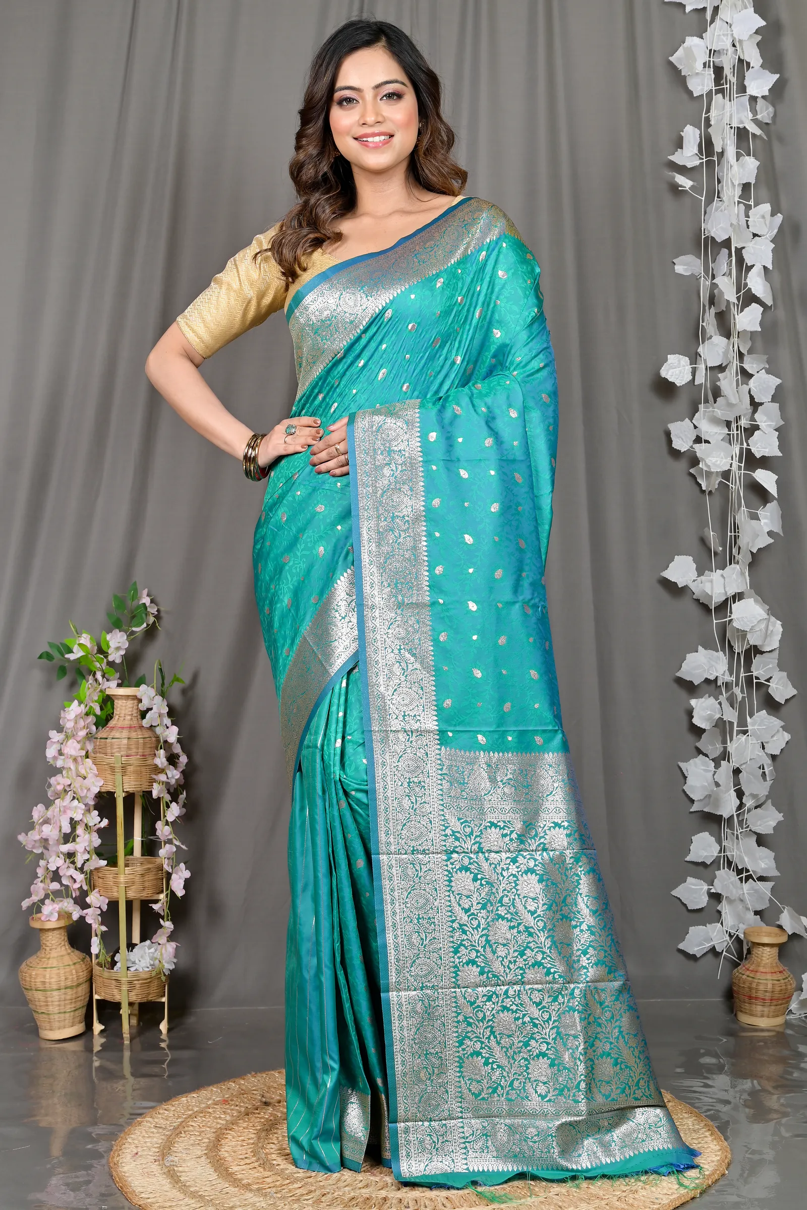 DipDiya Cotton Silk See Green Parova Classic Grace Tanchui Sarees