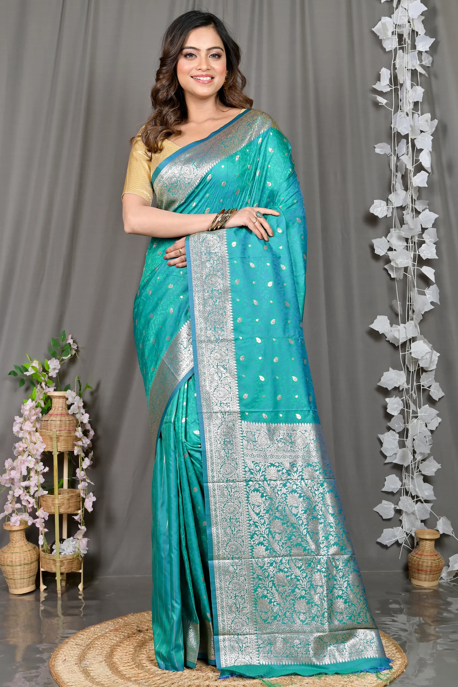 DipDiya Cotton Silk See Green Parova Classic Grace Tanchui Sarees