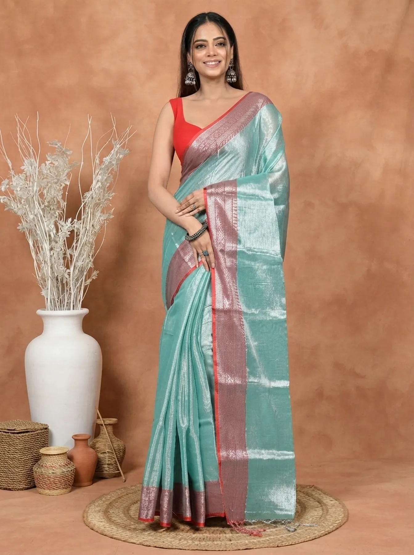 DipDiya Cotton Silk Turquoise Green Tisuka Par Heritage of Bengali Handloom Sarees
