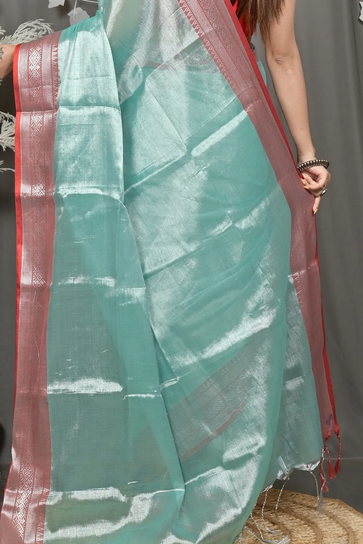 DipDiya Cotton Silk Turquoise Green Tisuka Par Heritage of Bengali Handloom Sarees