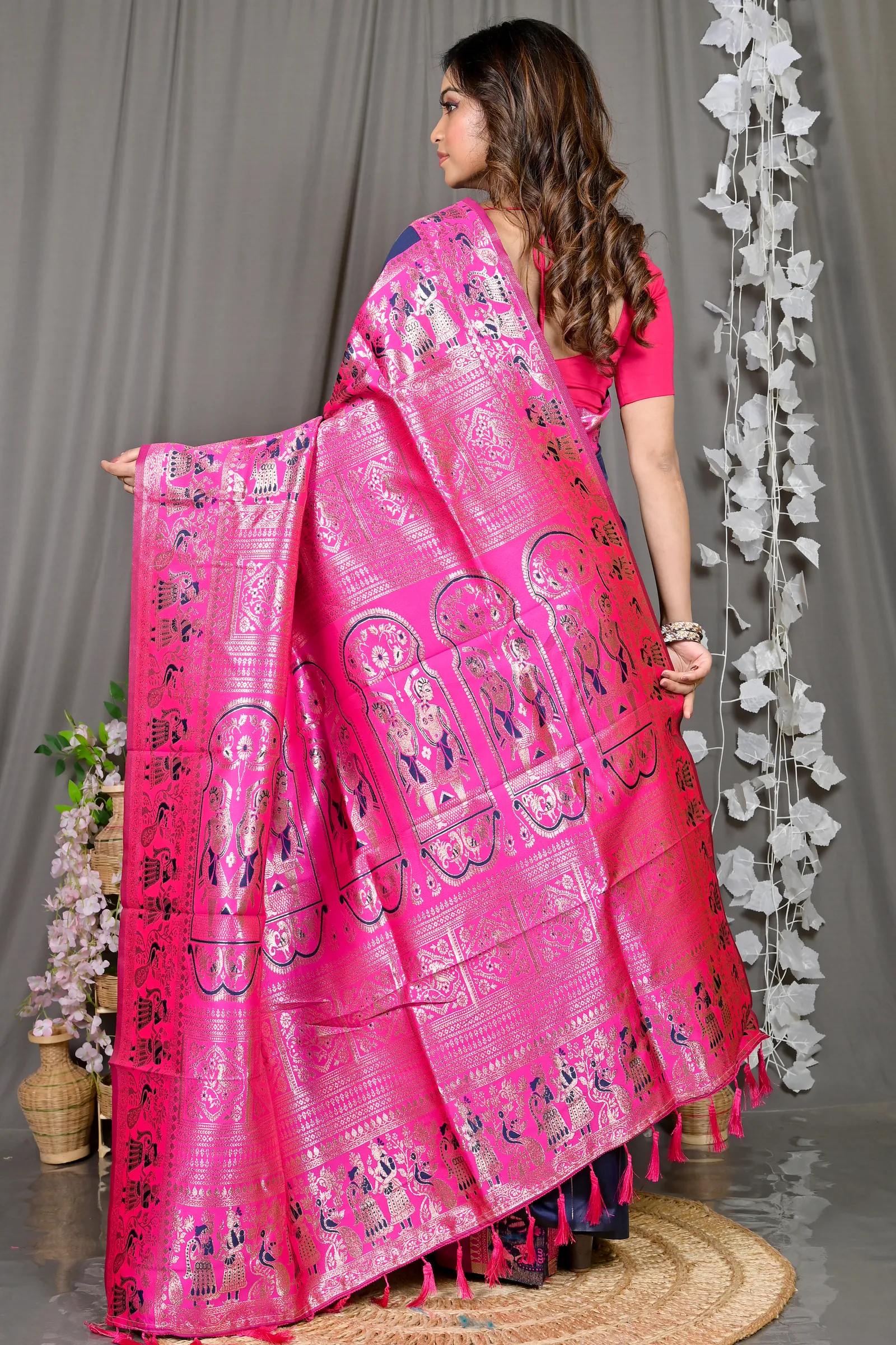 DipDiya Cotton Silk Violet Pink Parza Bengal’s Legacy Baluchari Sarees