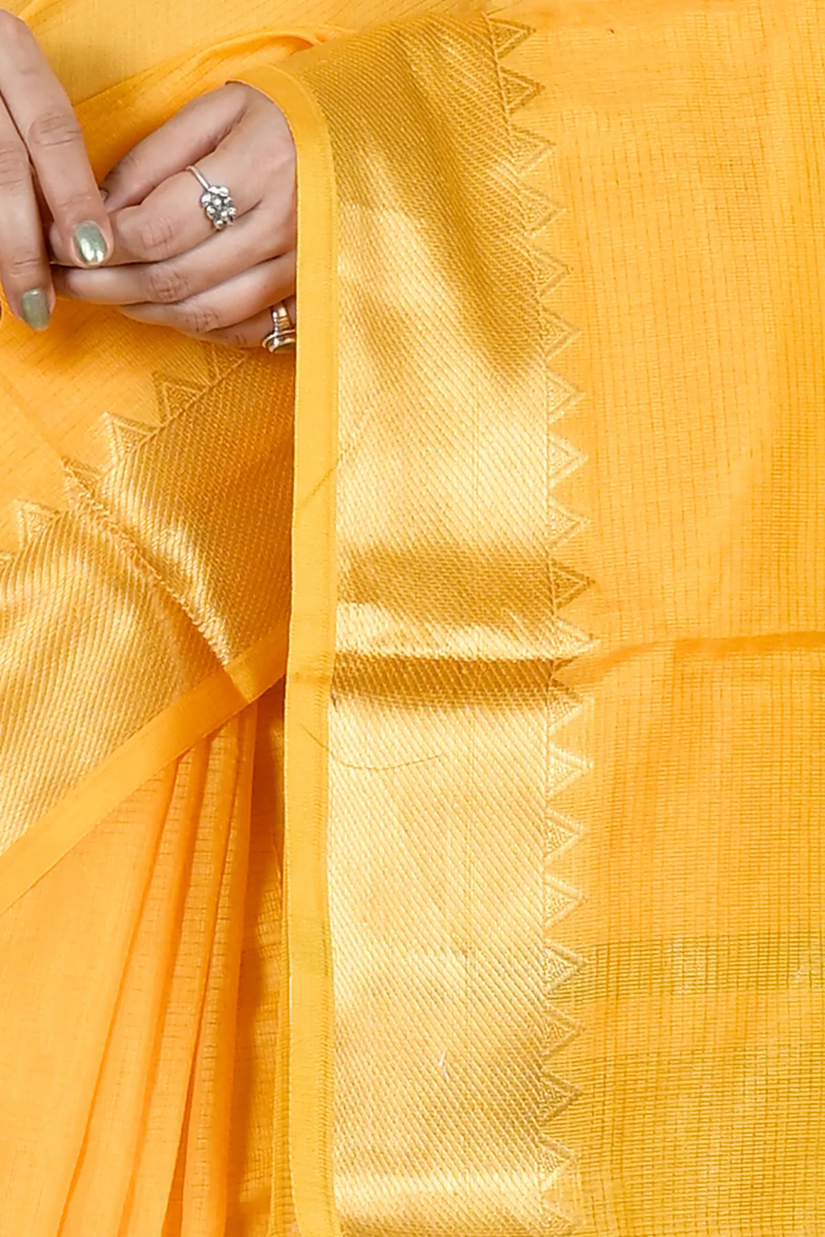 DipDiya Cotton Silk Yellow Sikra Masterfully Woven Handloom Sarees