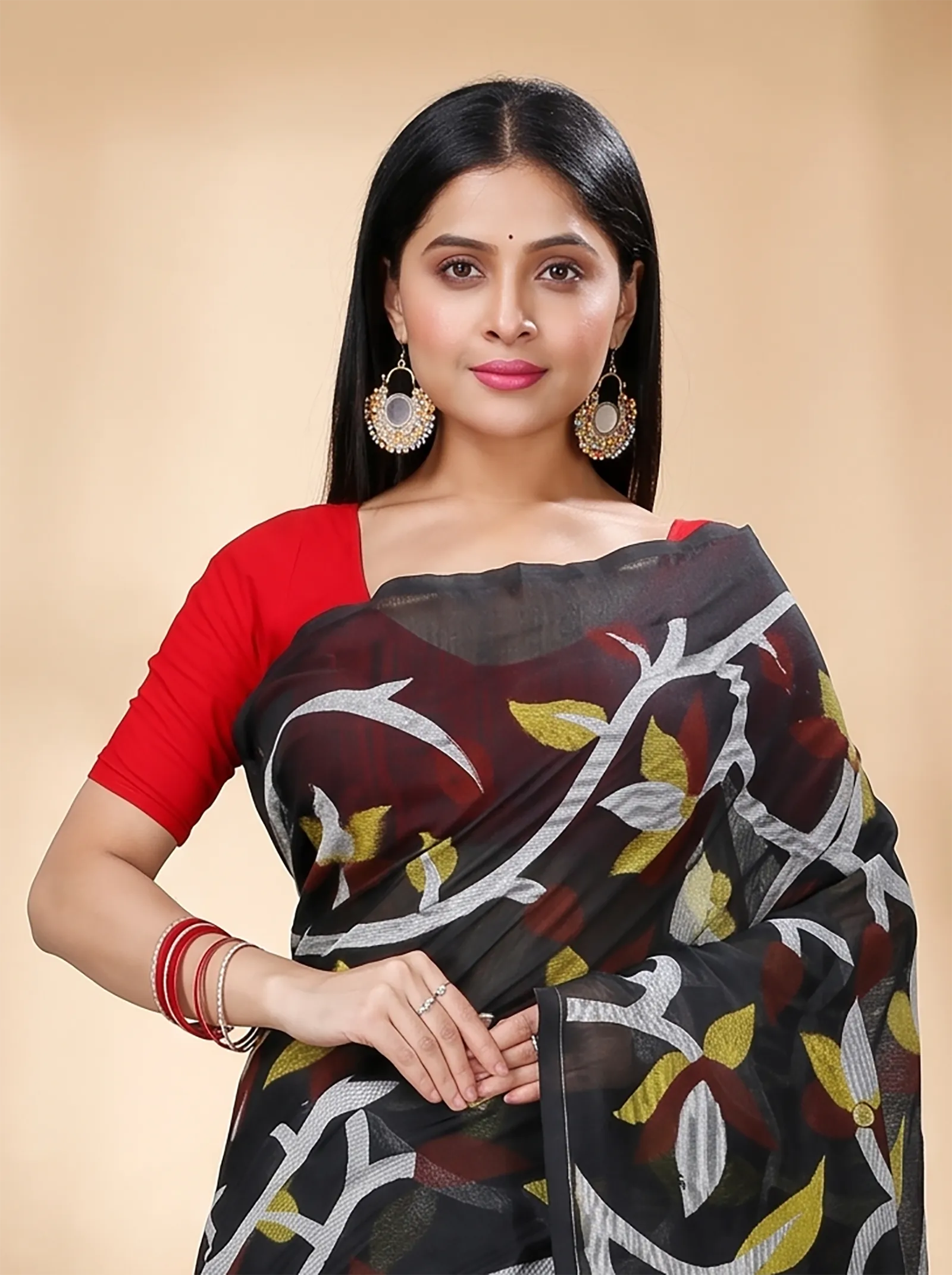 DipDiya Cotton  Traditional Bengali Black Artisan Crafted Naren Handloom Saree