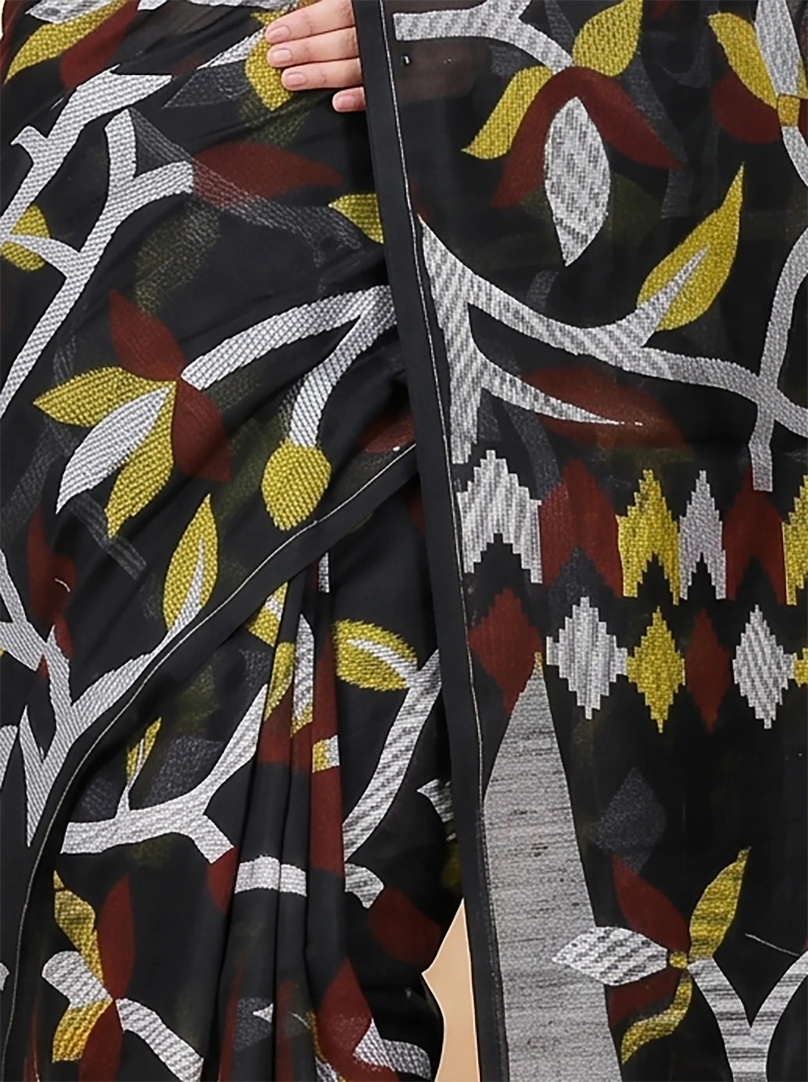 DipDiya Cotton  Traditional Bengali Black Artisan Crafted Naren Handloom Saree