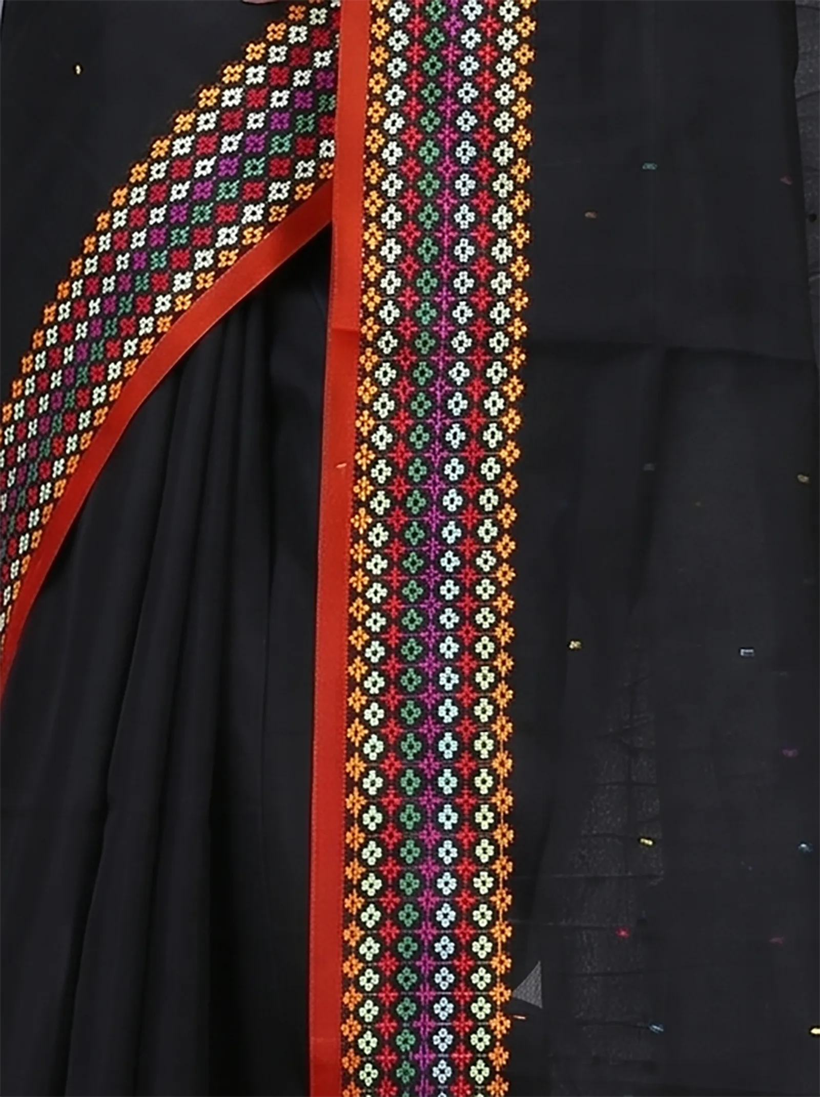 DipDiya Cotton  Traditional Bengali Black Artisan Crafted Popkn Handloom Saree