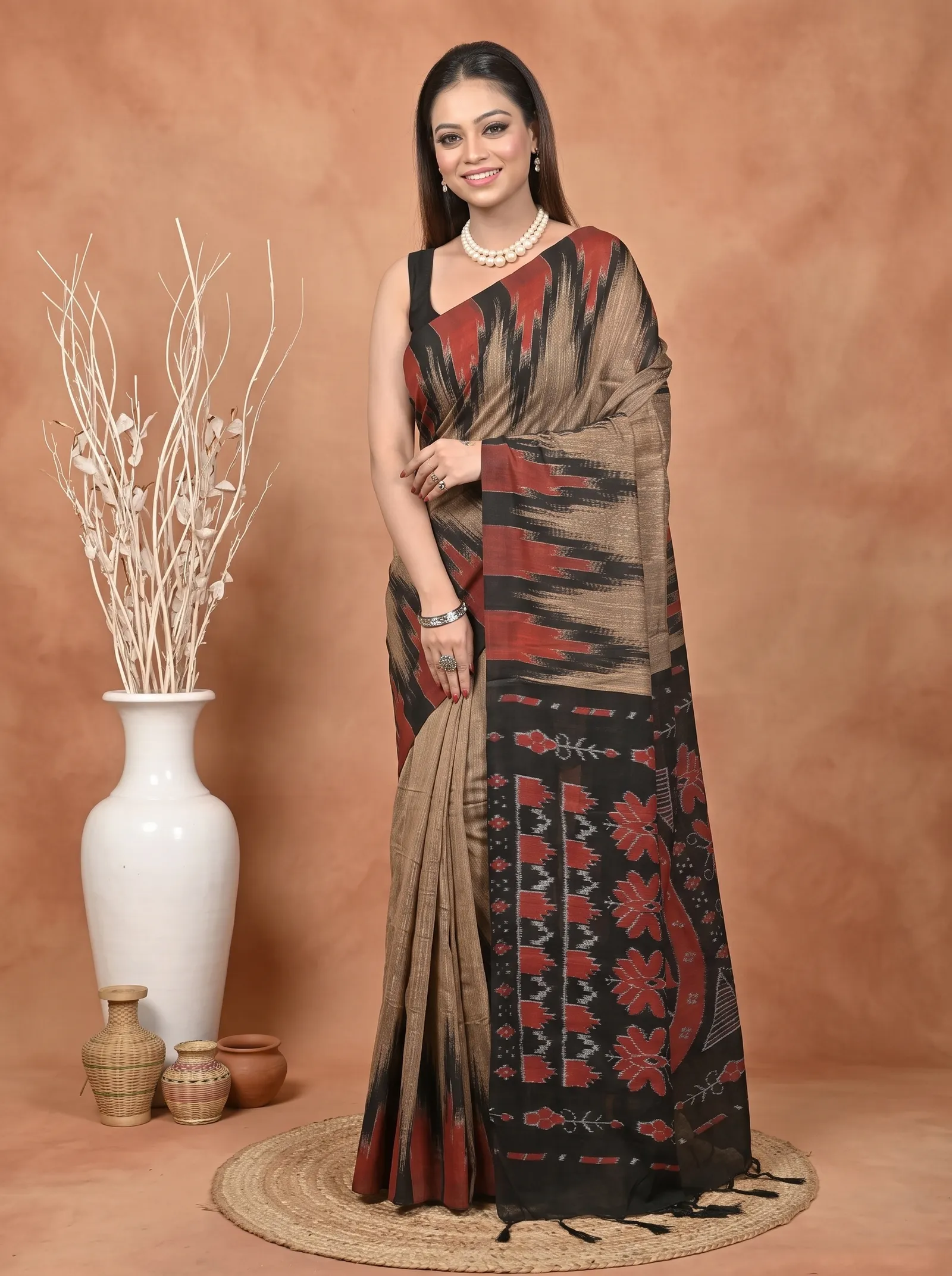DipDiya Cotton  Traditional Bengali Multi-Coloured Artisan Crafted Soupur Kotki Saree