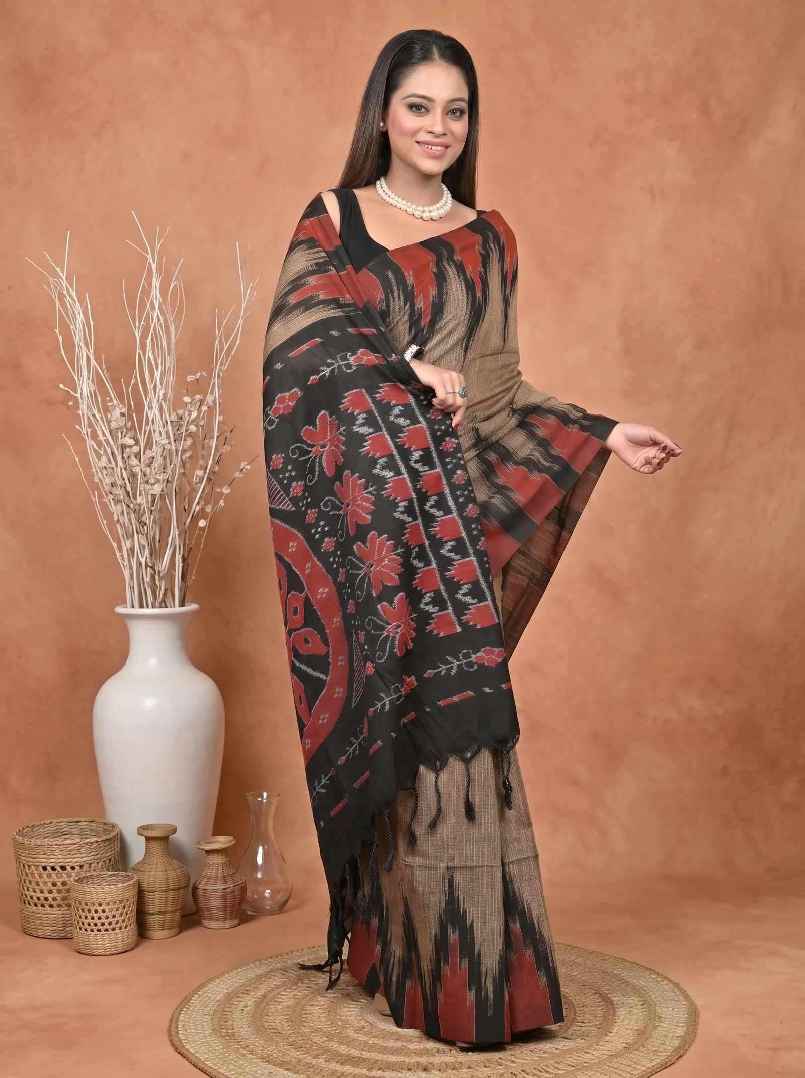 DipDiya Cotton  Traditional Bengali Multi-Coloured Artisan Crafted Soupur Kotki Saree