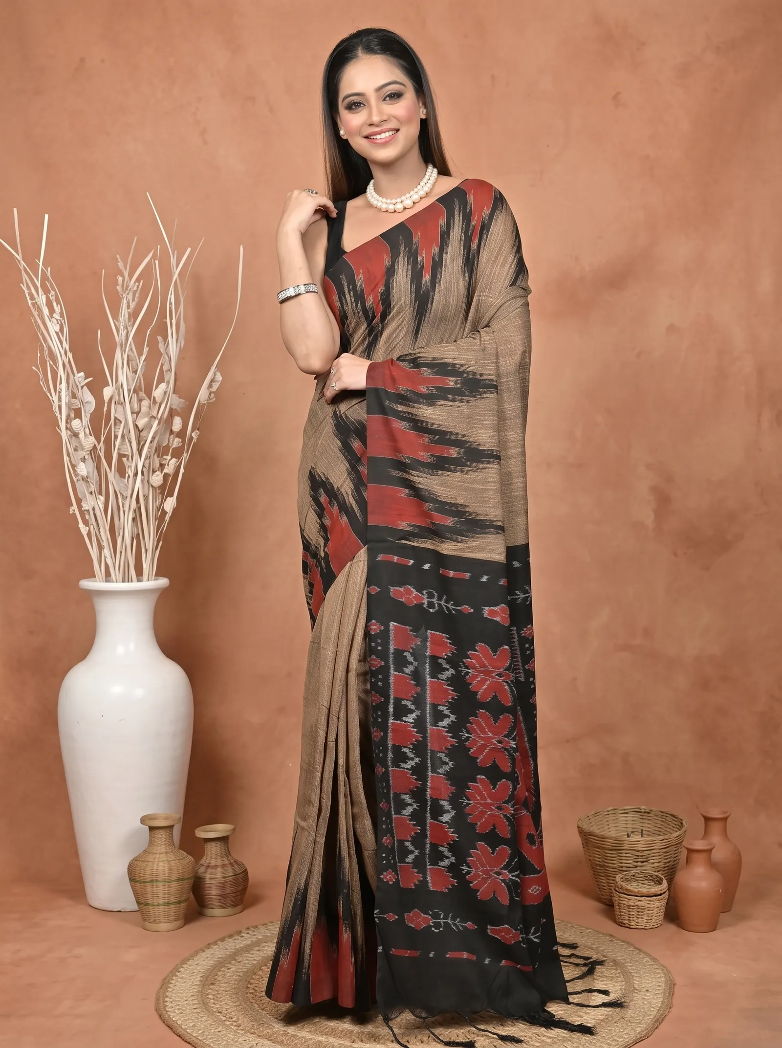 DipDiya Cotton  Traditional Bengali Multi-Coloured Artisan Crafted Soupur Kotki Saree