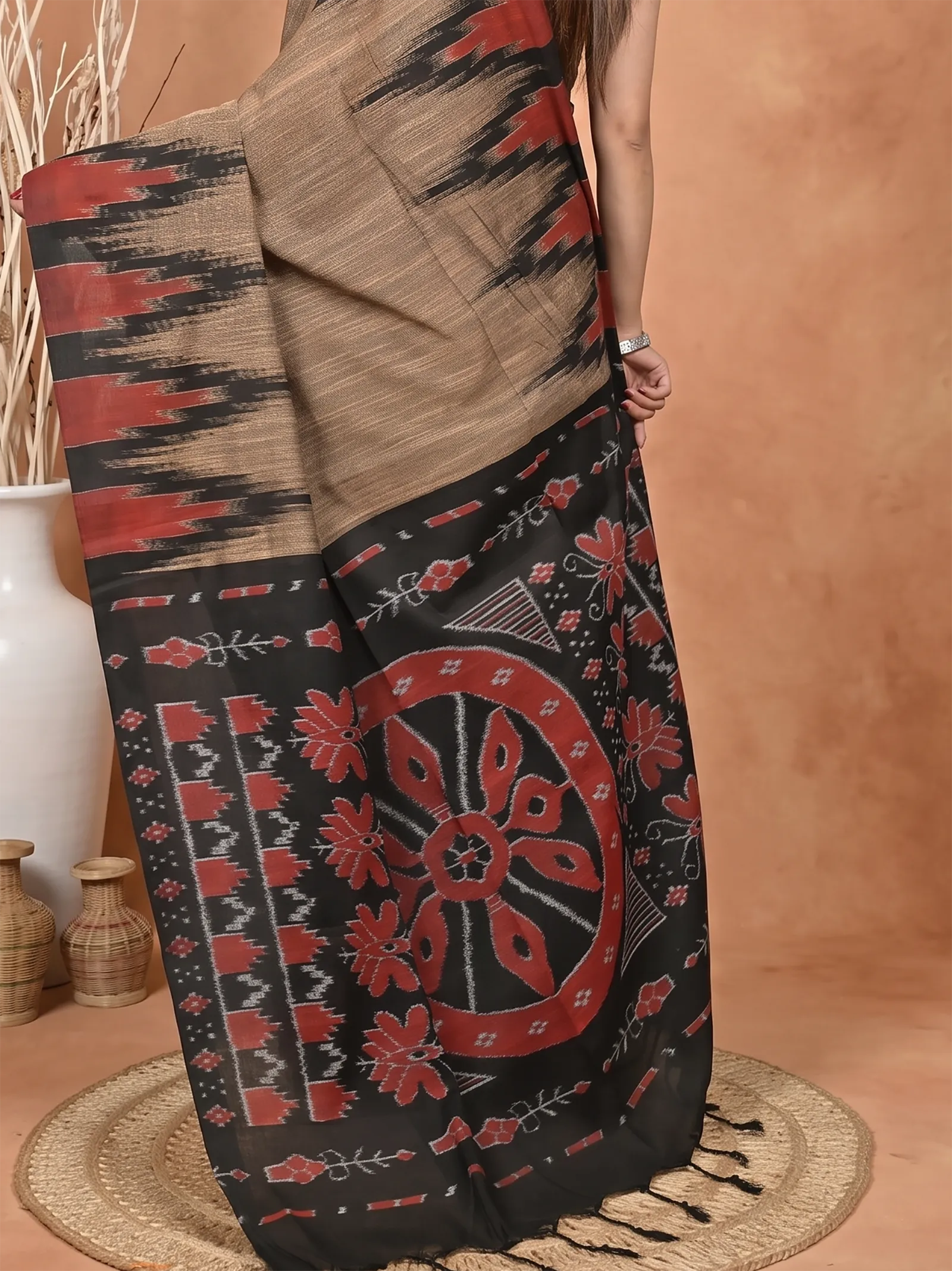 DipDiya Cotton  Traditional Bengali Multi-Coloured Artisan Crafted Soupur Kotki Saree