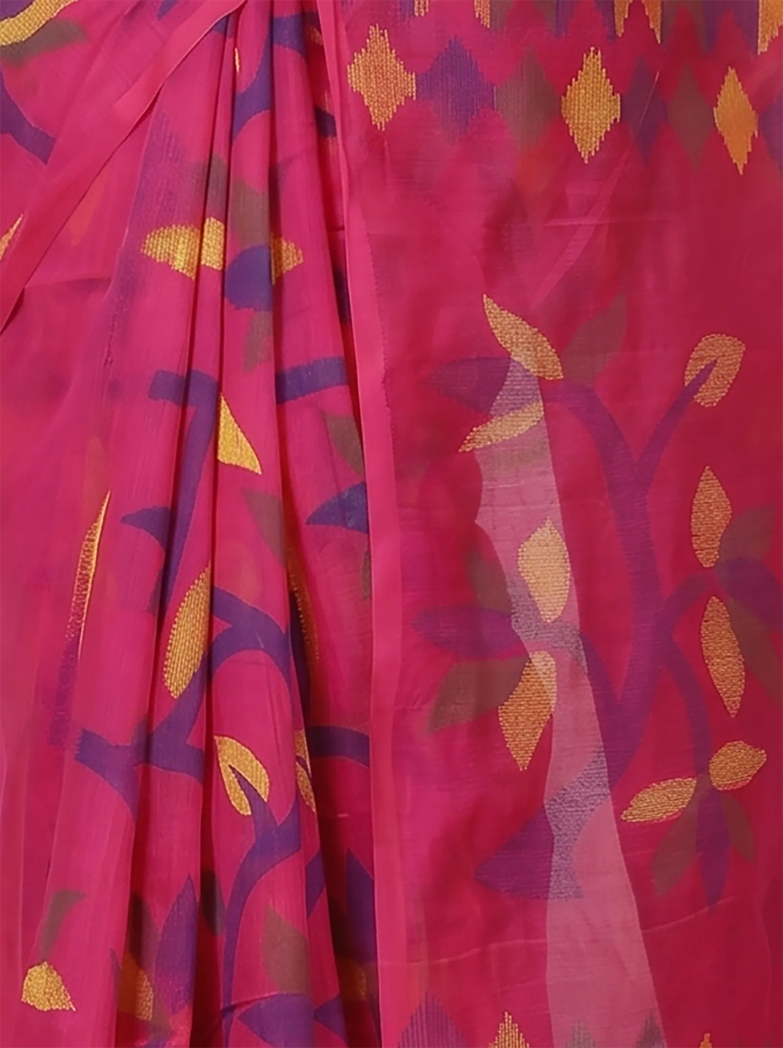 DipDiya Cotton  Traditional Bengali Parpel Artisan Crafted Naren Handloom Saree