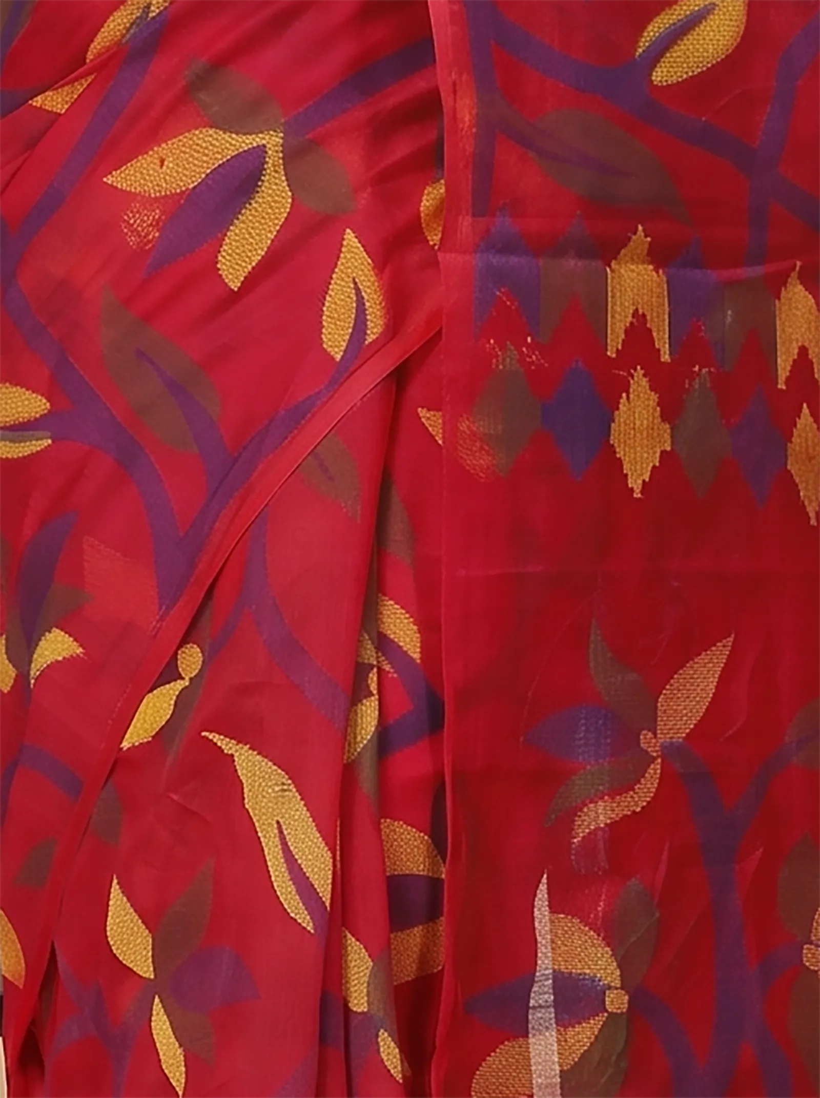 DipDiya Cotton  Traditional Bengali Red Artisan Crafted Naren Handloom Saree