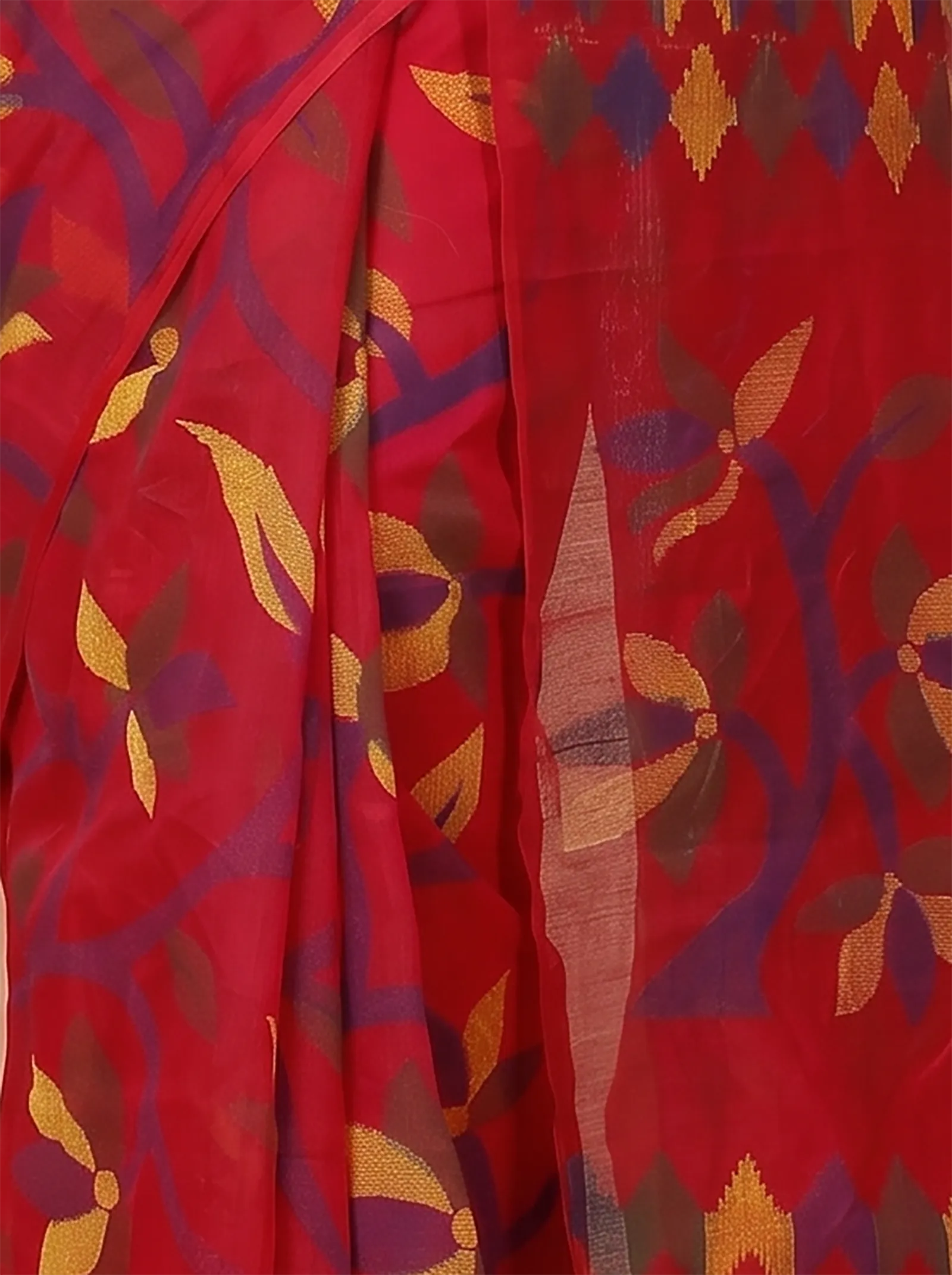 DipDiya Cotton  Traditional Bengali Red Artisan Crafted Naren Handloom Saree