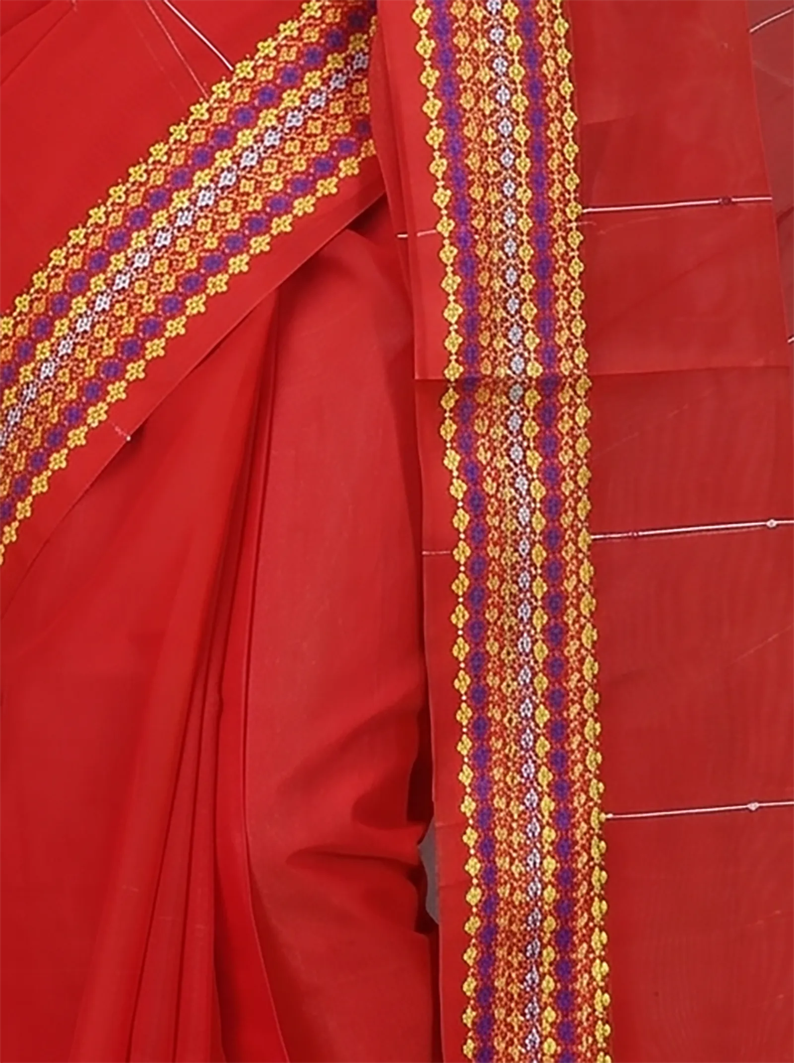 DipDiya Cotton  Traditional Bengali Red Artisan Crafted Popkn Handloom Saree