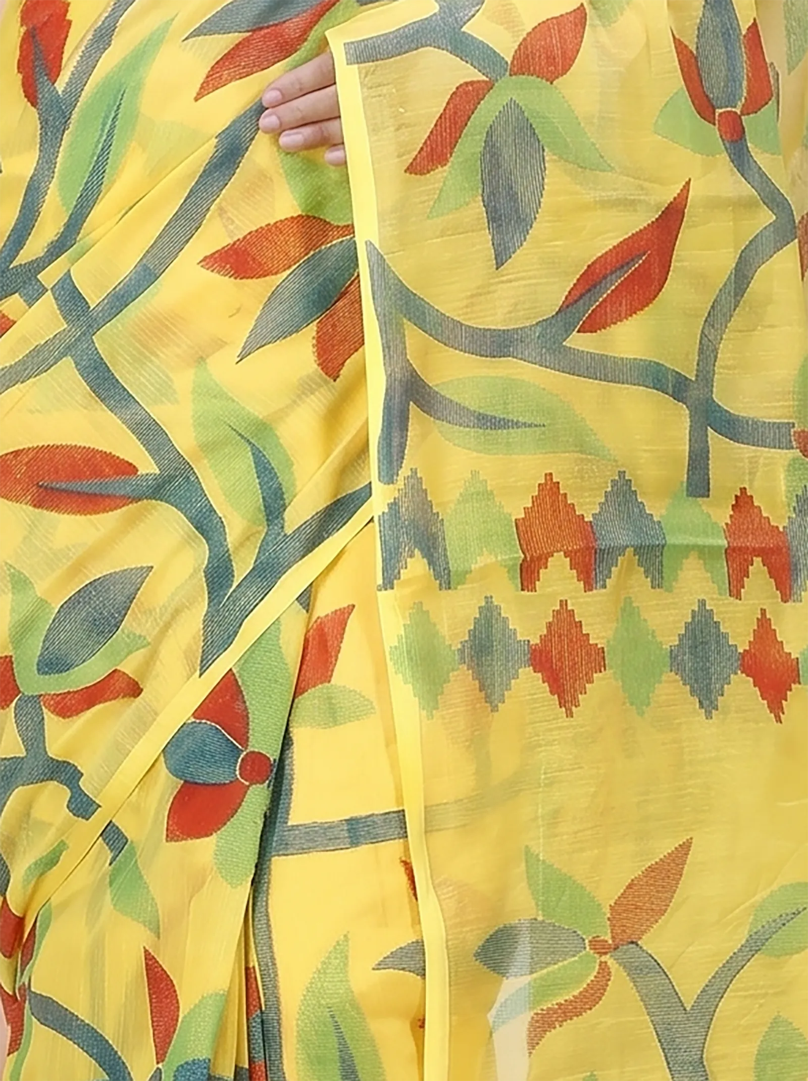 DipDiya Cotton  Traditional Bengali Yellow Artisan Crafted Naren Handloom Saree