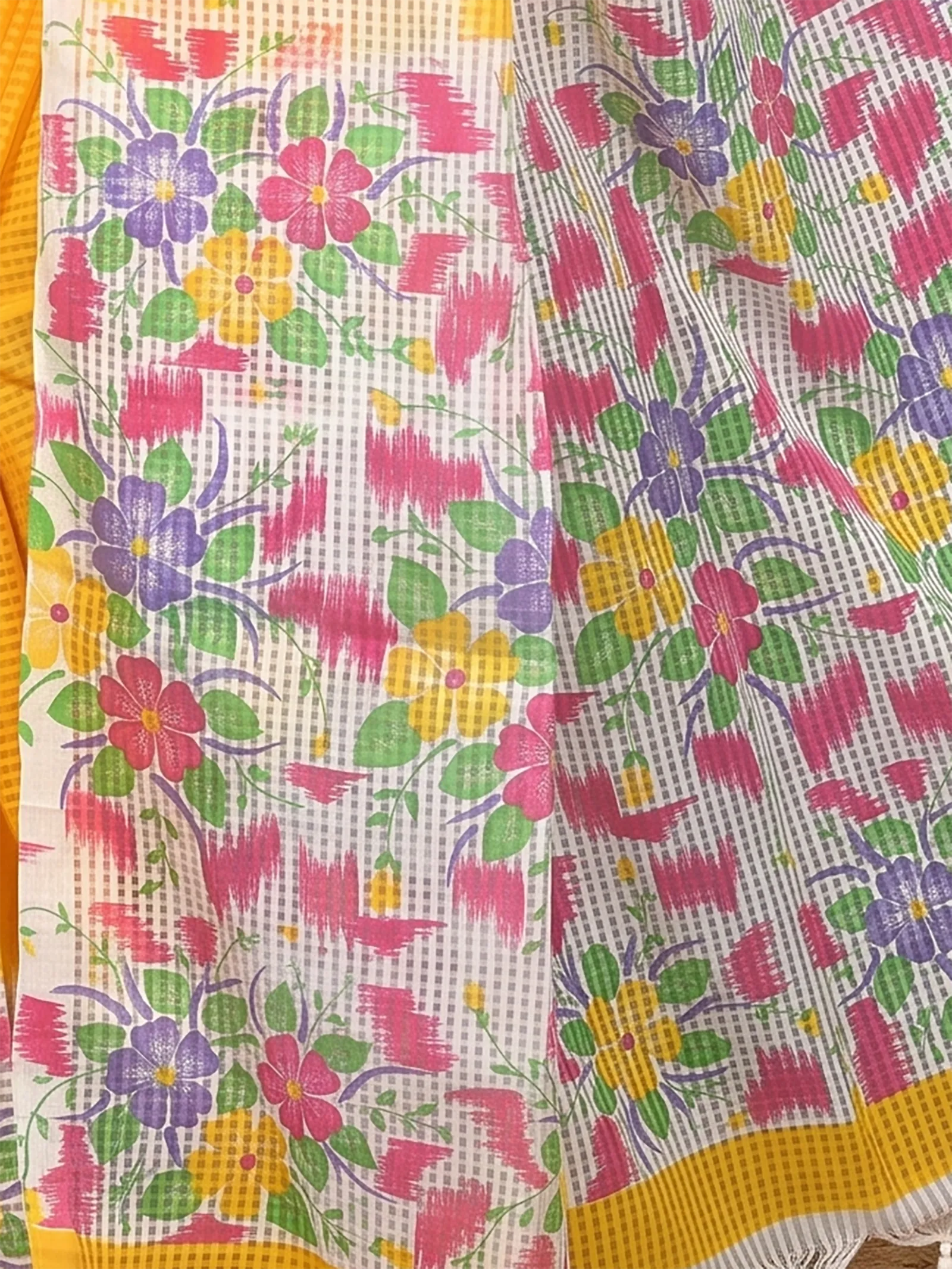 DipDiya Cotton  Traditional Bengali Yellow White Artisan Crafted Soupon Kota Fabric Saree
