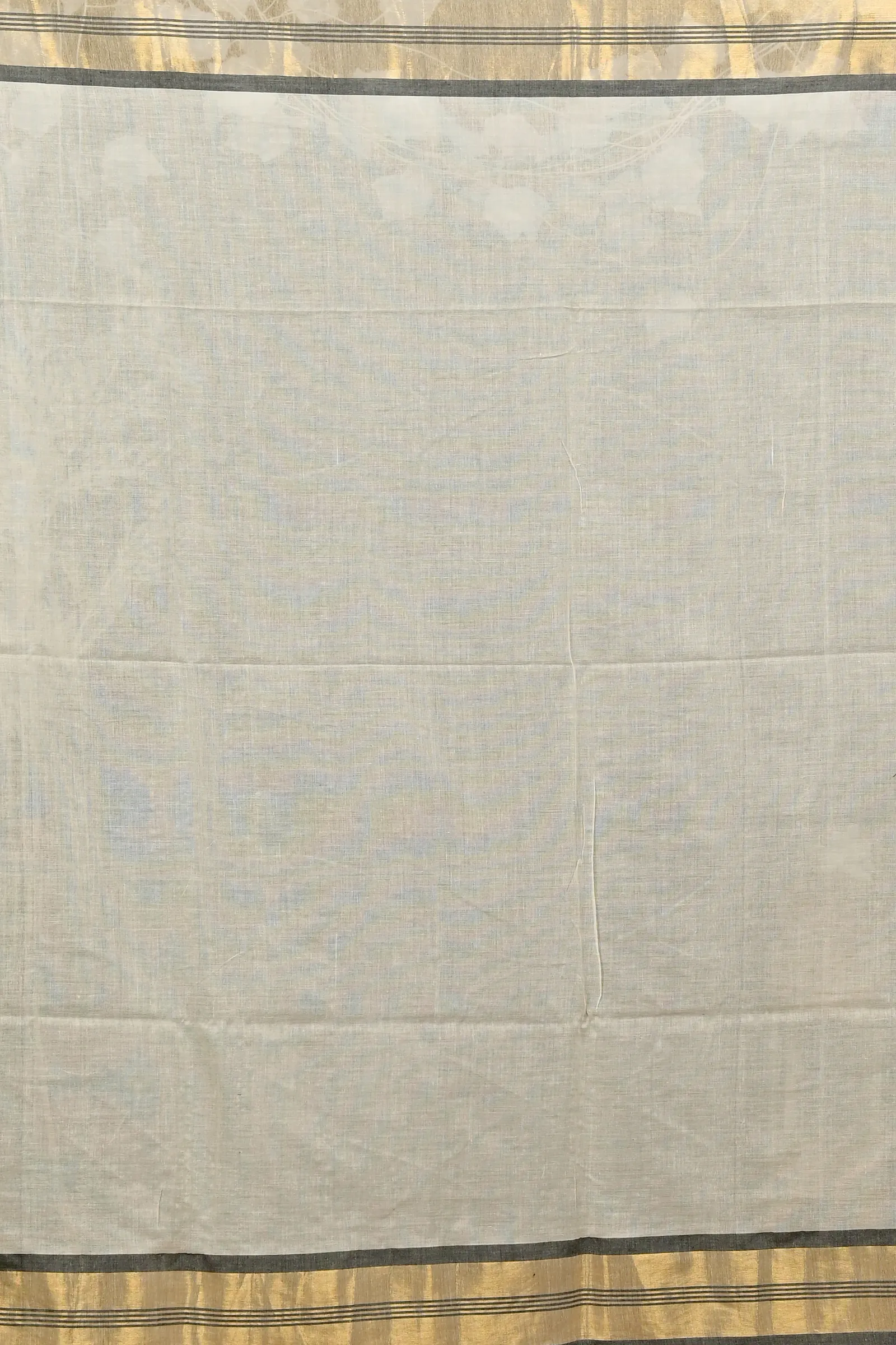 DipDiya Cotton White Brown Sofeda Timeless Bengal Handloom Sarees