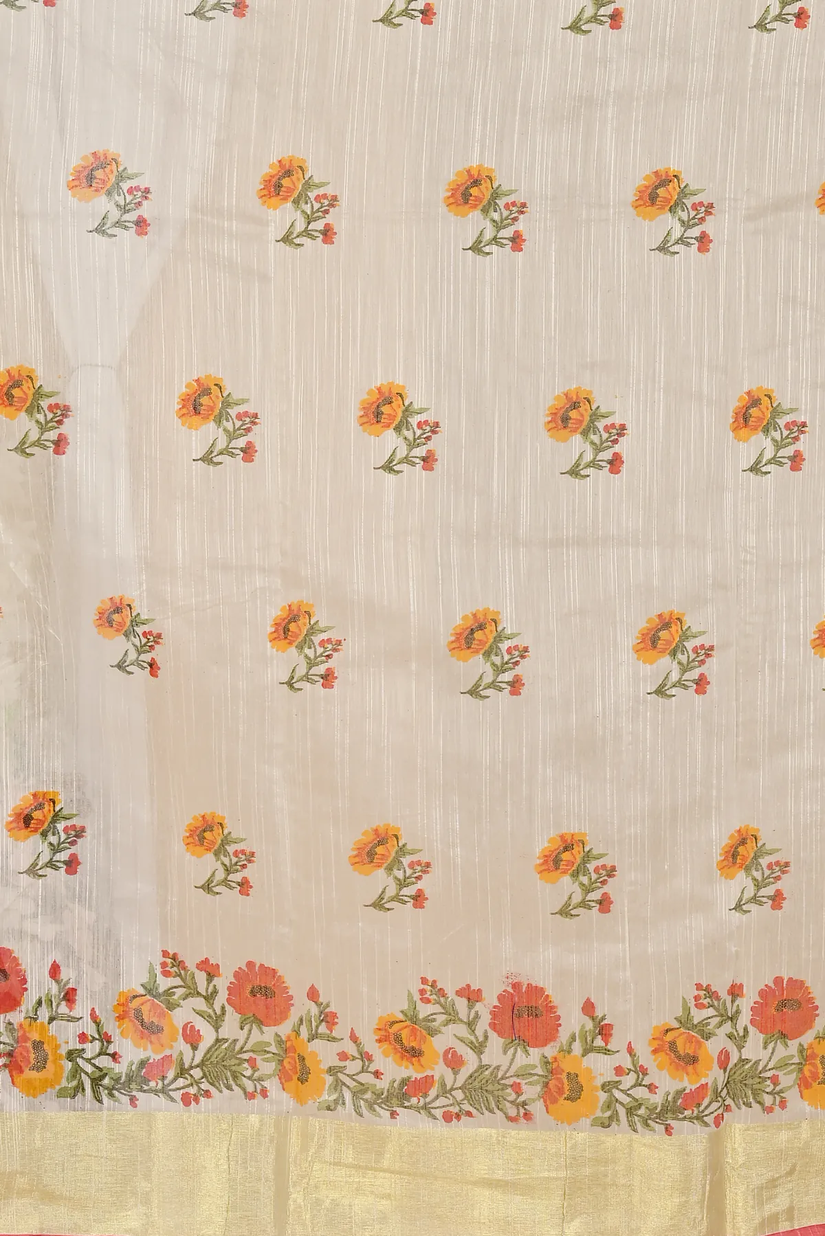 DipDiya Cotton White Narme Masterfully Woven Printed Handloom Sarees
