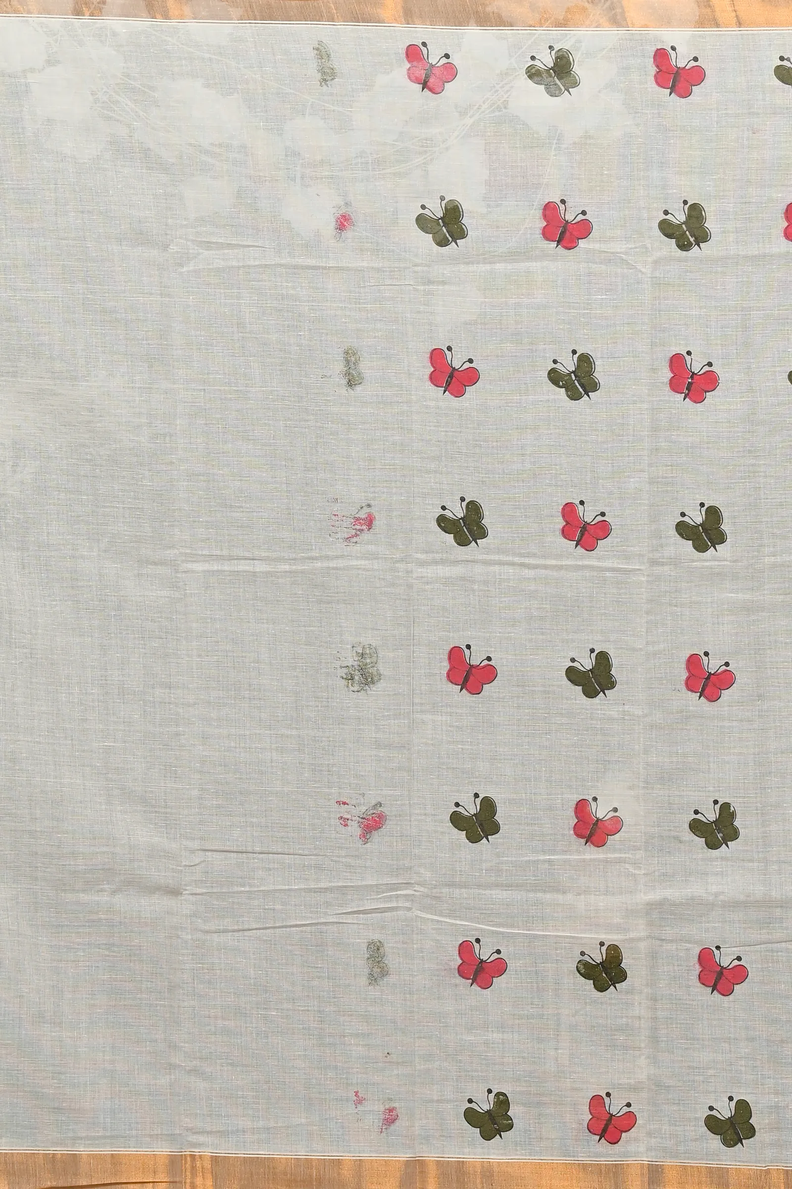 DipDiya Cotton White Variti pritat Stories of Bengal Printed Handloom Sarees