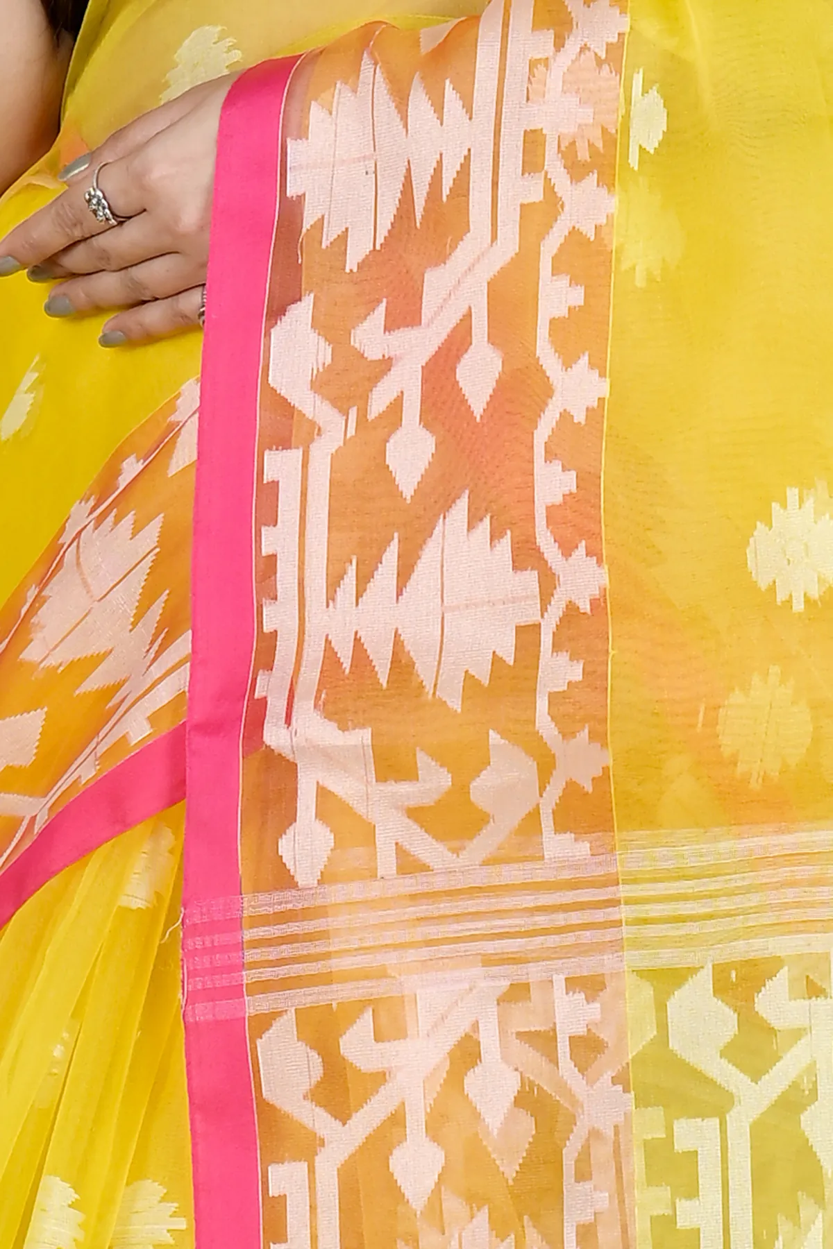 DipDiya Cotton Yellow Monimal Crafted with Soul Muslin sarees