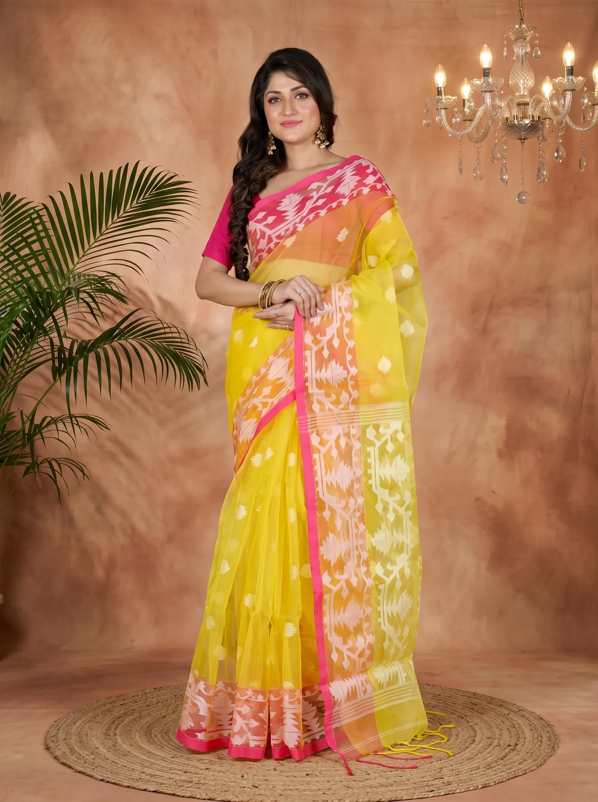 DipDiya Cotton Yellow Monimal Crafted with Soul Muslin sarees